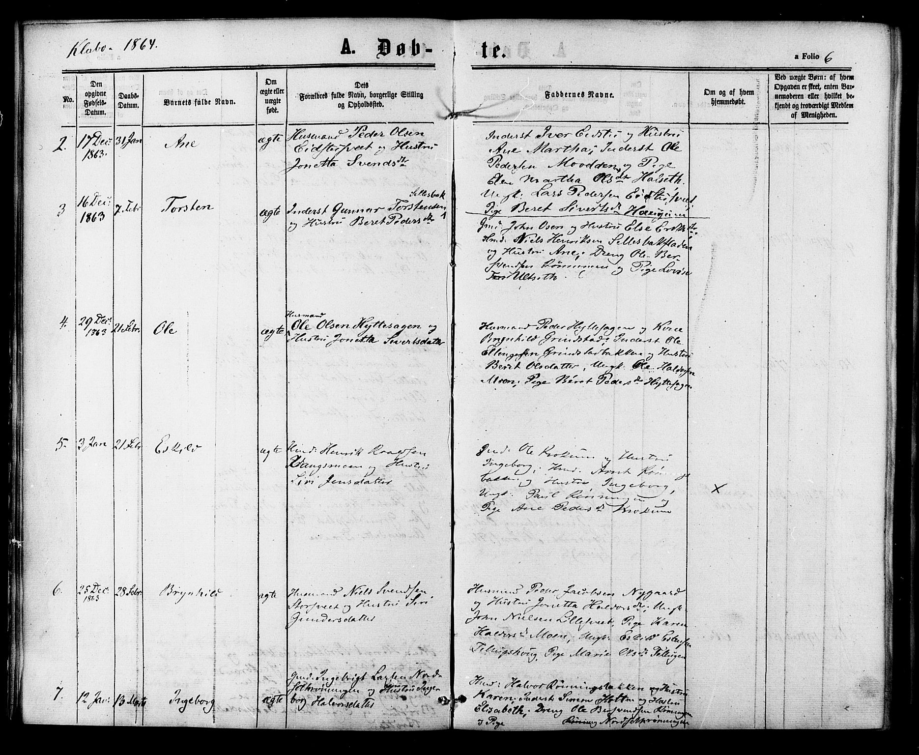 Ministerialprotokoller, klokkerbøker og fødselsregistre - Sør-Trøndelag, SAT/A-1456/618/L0442: Parish register (official) no. 618A06 /1, 1863-1879, p. 6