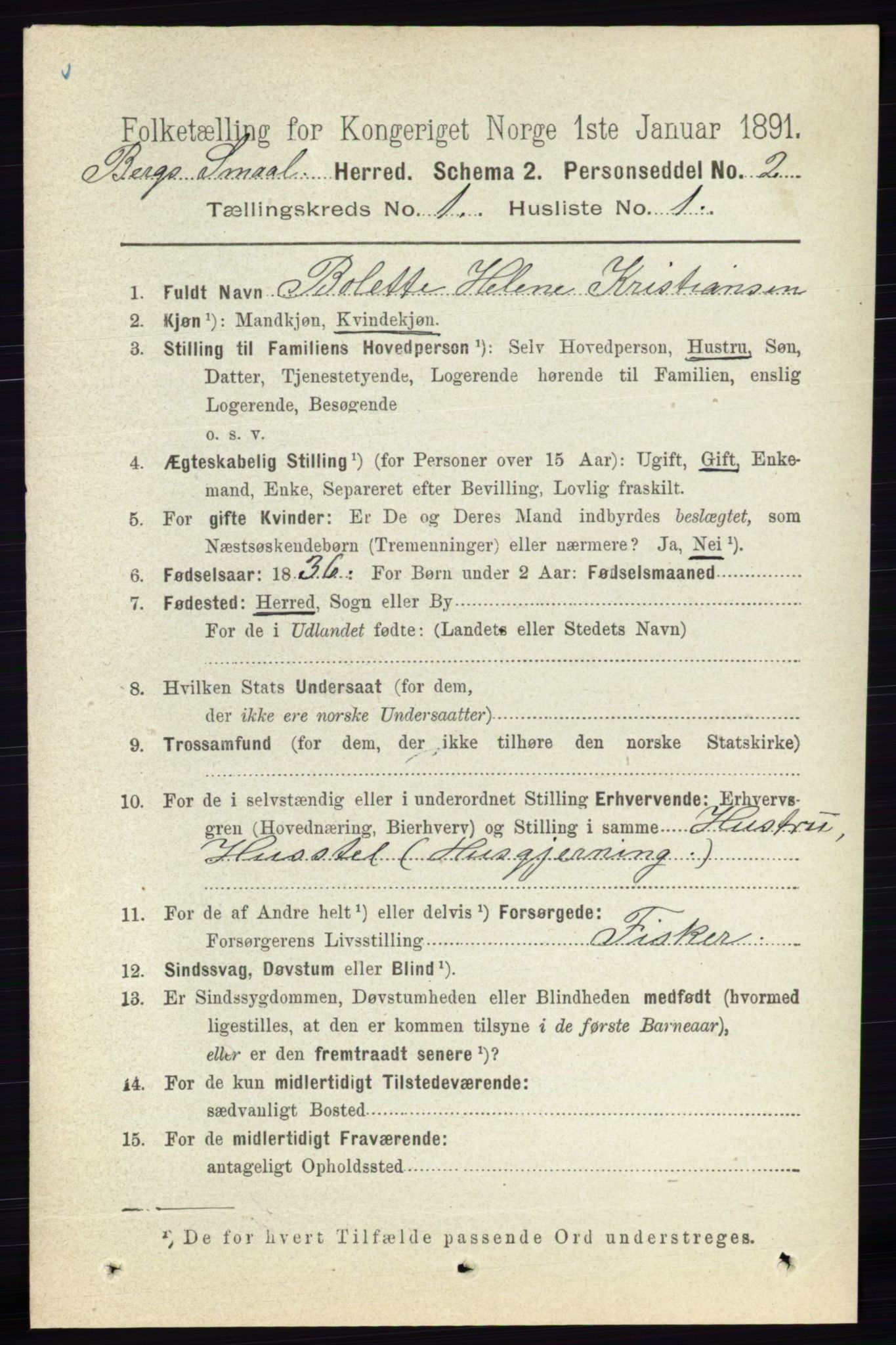 RA, 1891 census for 0116 Berg, 1891, p. 159