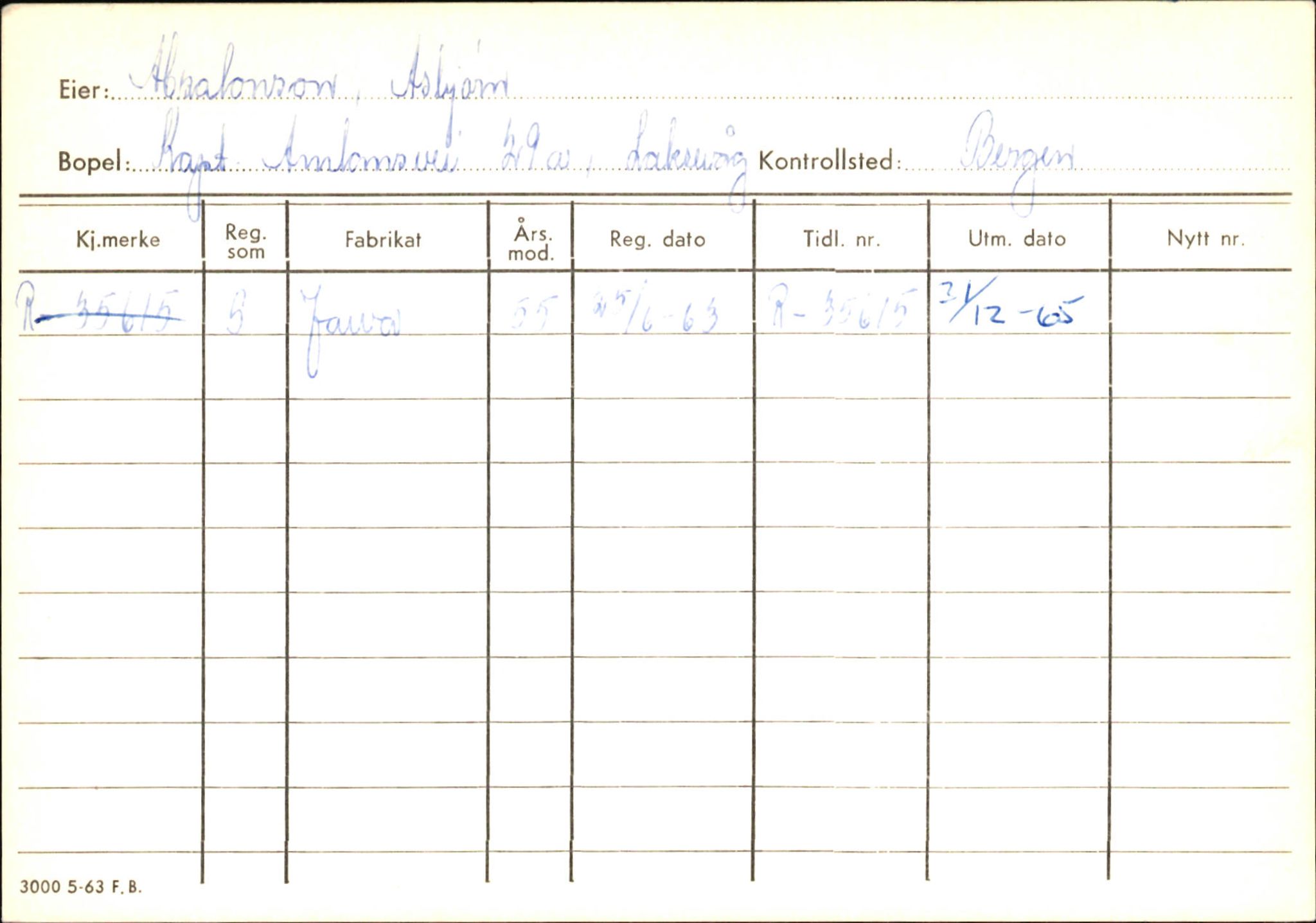 Statens vegvesen, Hordaland vegkontor, AV/SAB-A-5201/2/Ha/L0001: R-eierkort A, 1920-1971, p. 69