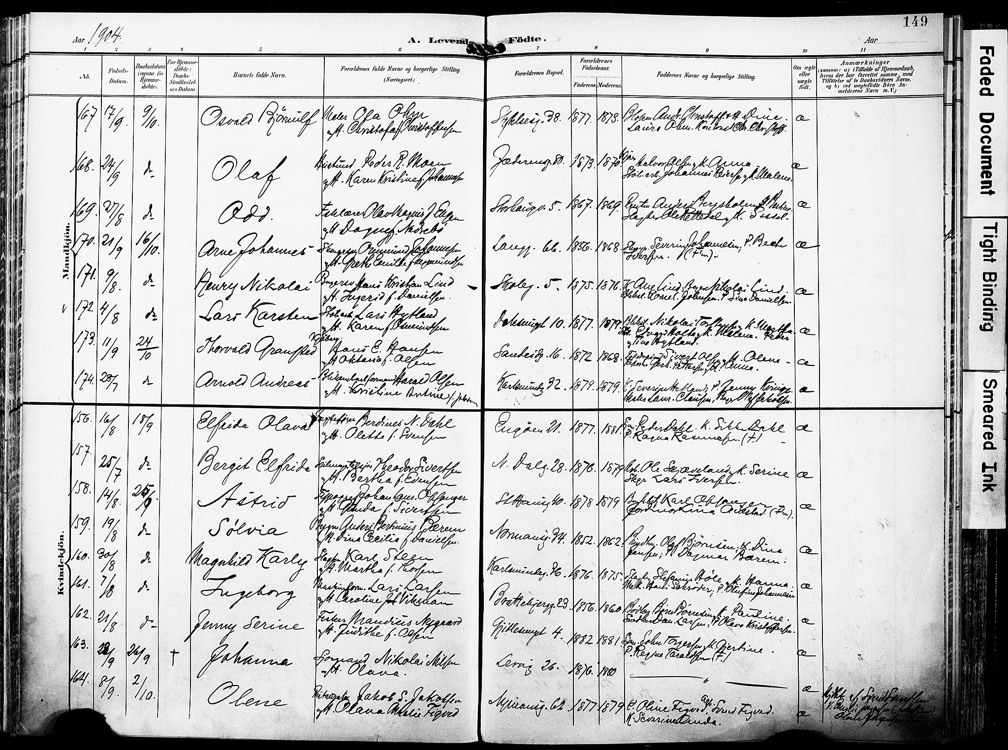 St. Johannes sokneprestkontor, SAST/A-101814/001/30/30BA/L0007: Parish register (official) no. A 7, 1900-1910, p. 149