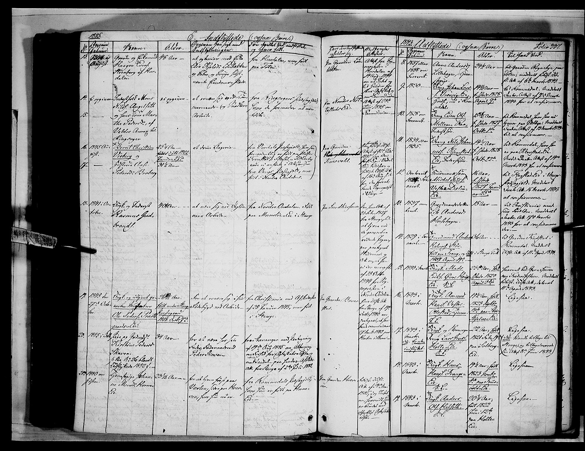 Stange prestekontor, SAH/PREST-002/K/L0010: Parish register (official) no. 10, 1835-1845, p. 337