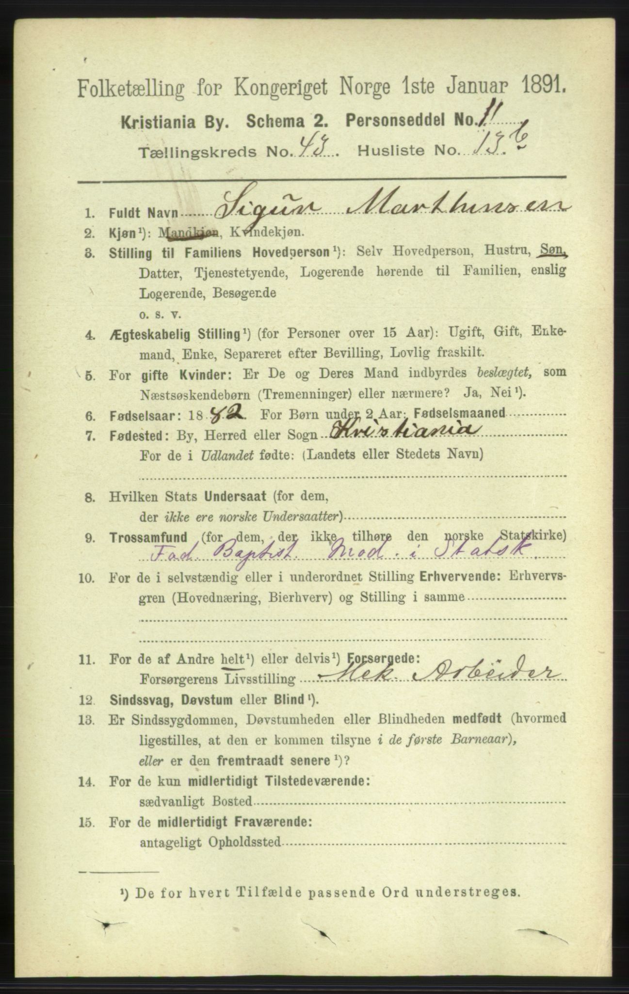 RA, 1891 census for 0301 Kristiania, 1891, p. 26102