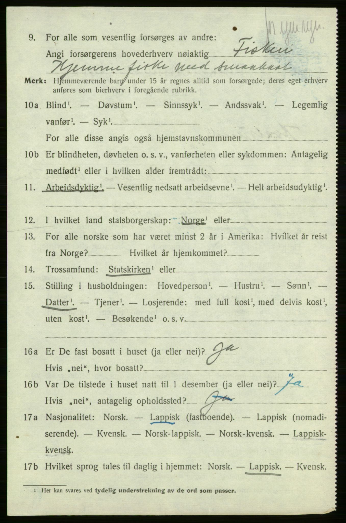 SATØ, 1920 census for , 1920, p. 2007