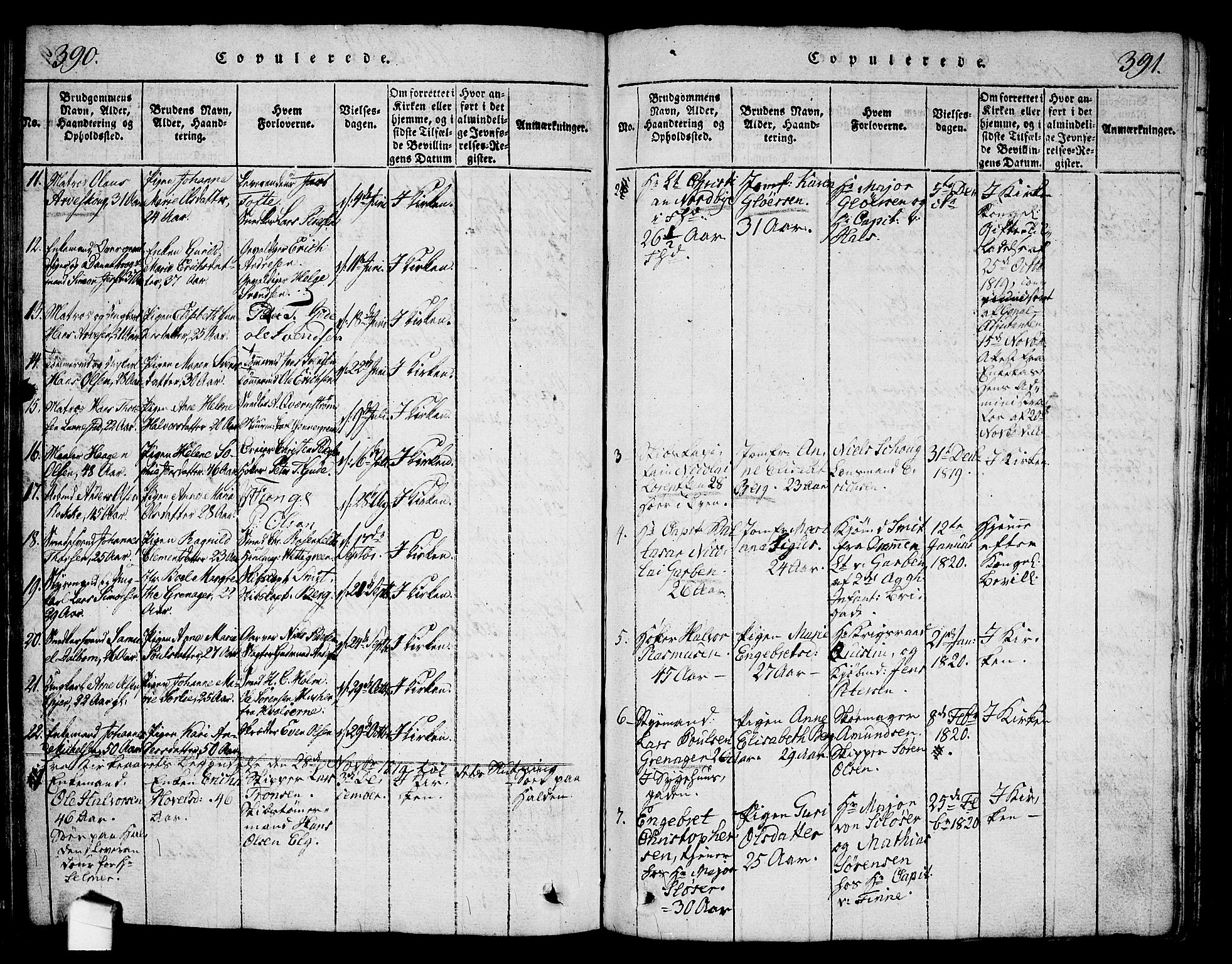 Halden prestekontor Kirkebøker, SAO/A-10909/G/Ga/L0001: Parish register (copy) no. 1, 1815-1833, p. 390-391