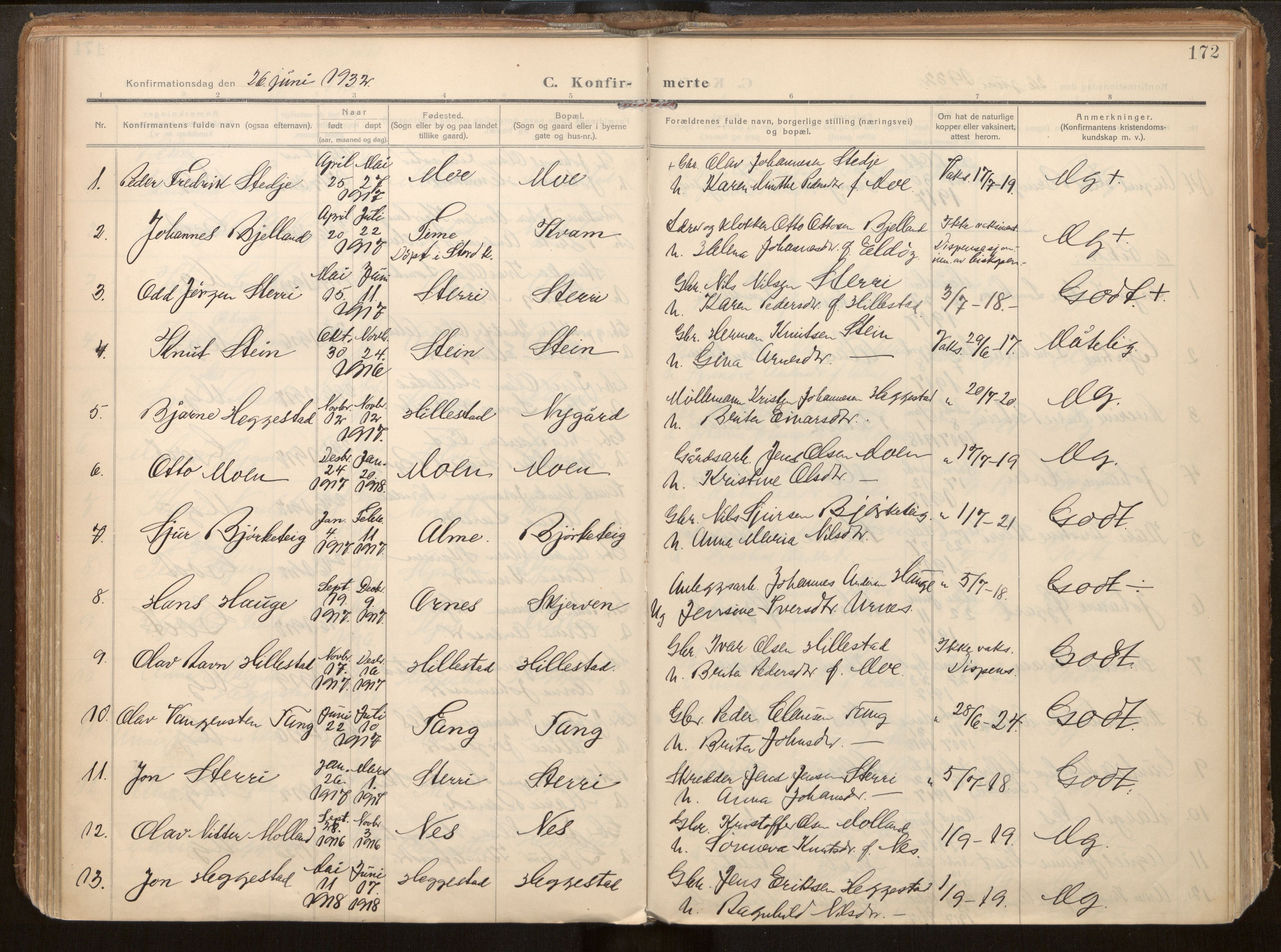 Hafslo sokneprestembete, SAB/A-80301/H/Haa/Haab/L0002: Parish register (official) no. B 2, 1914-1951, p. 172