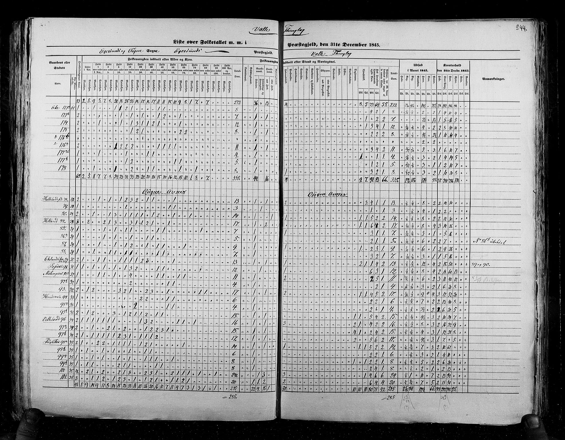 RA, Census 1845, vol. 6: Lister og Mandal amt og Stavanger amt, 1845, p. 244