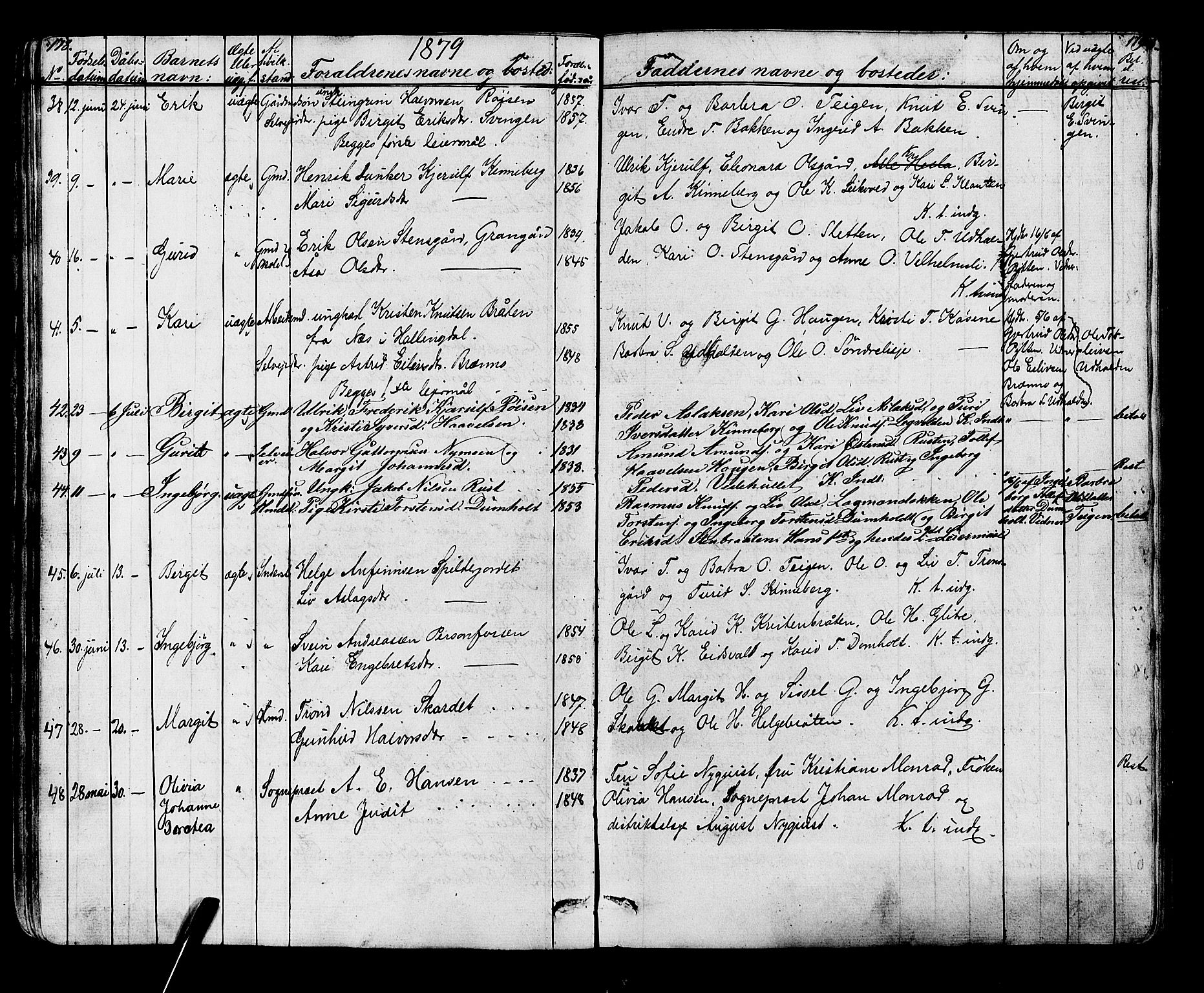 Gol kirkebøker, AV/SAKO-A-226/G/Ga/L0002: Parish register (copy) no. I 2, 1860-1887, p. 178-179