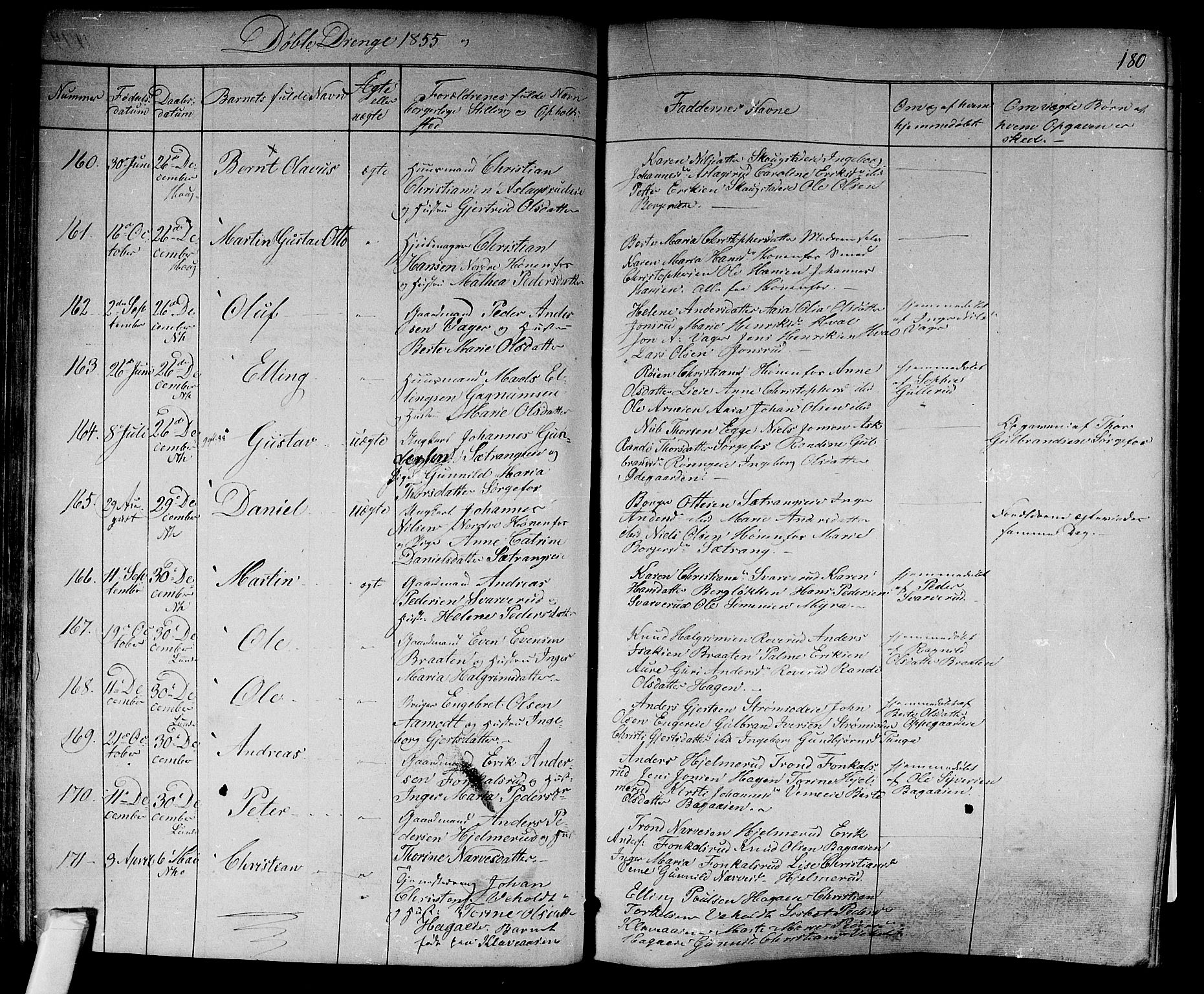 Norderhov kirkebøker, AV/SAKO-A-237/F/Fa/L0011: Parish register (official) no. 11, 1847-1856, p. 180