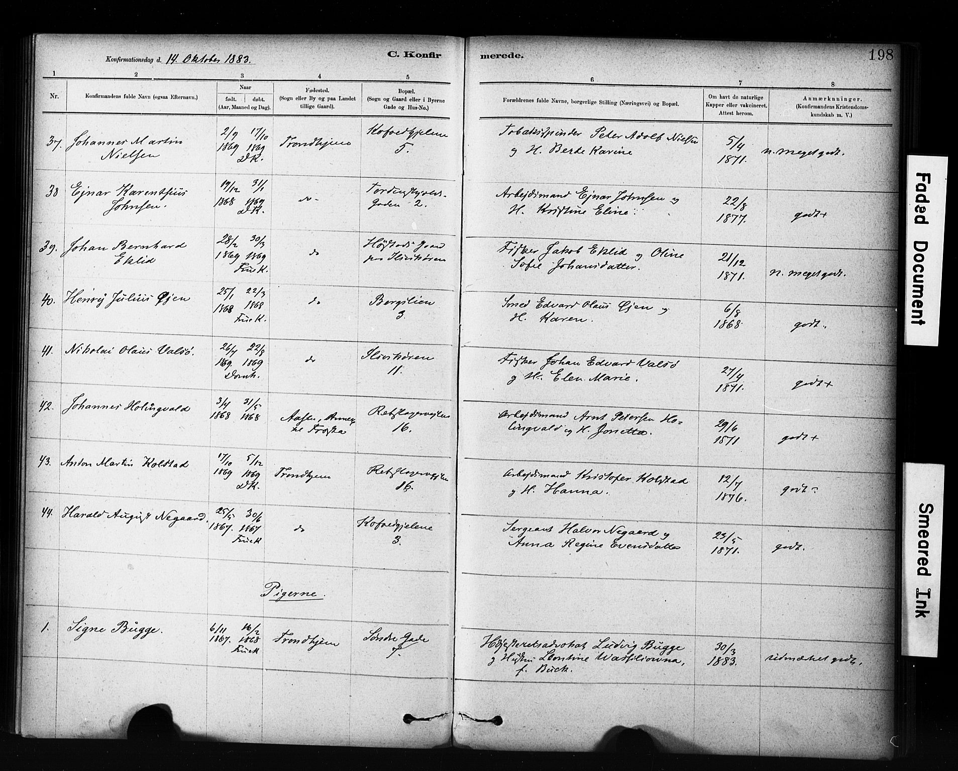 Ministerialprotokoller, klokkerbøker og fødselsregistre - Sør-Trøndelag, AV/SAT-A-1456/601/L0071: Curate's parish register no. 601B04, 1882-1931, p. 198