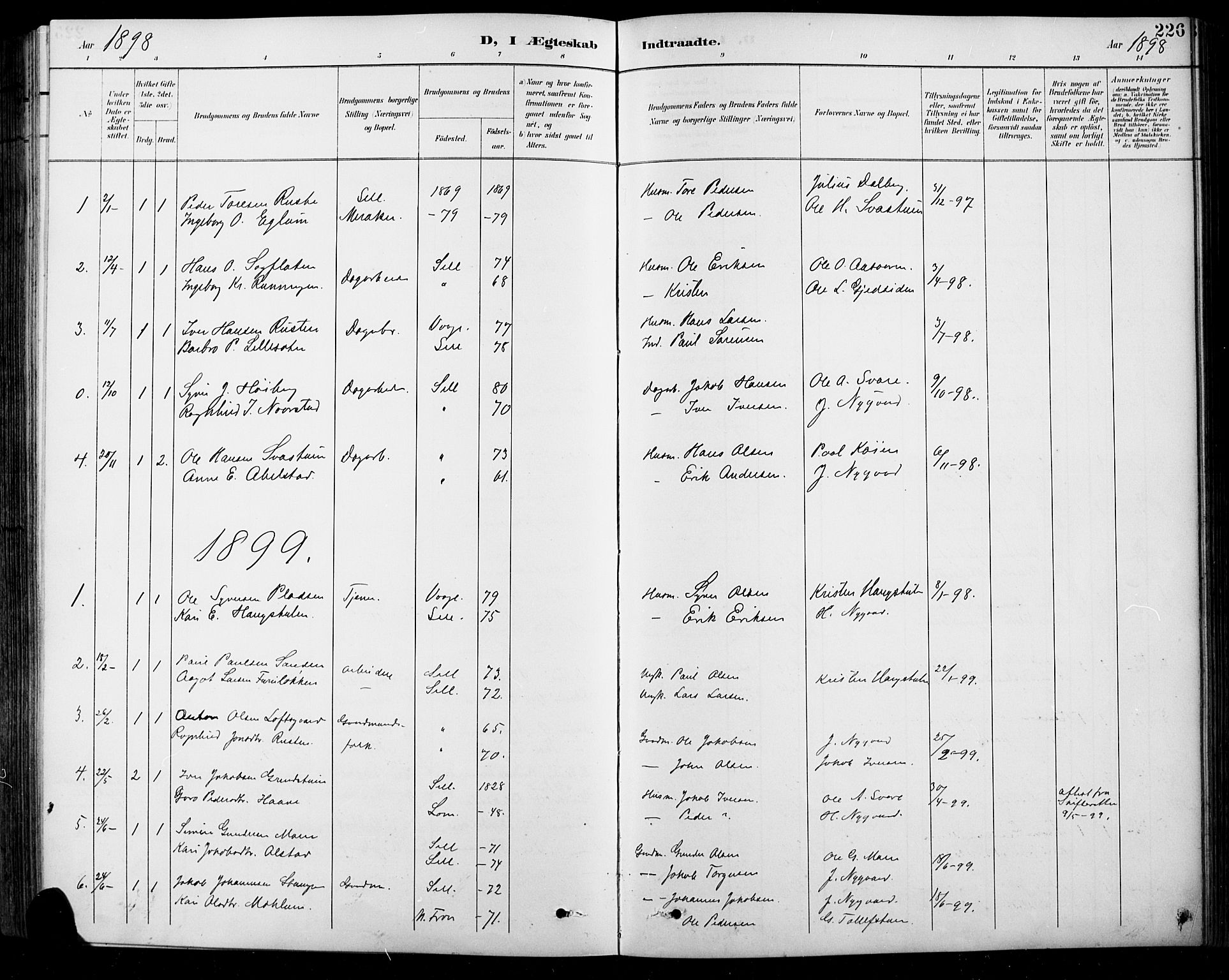 Sel prestekontor, SAH/PREST-074/H/Ha/Hab/L0001: Parish register (copy) no. 1, 1894-1923, p. 226