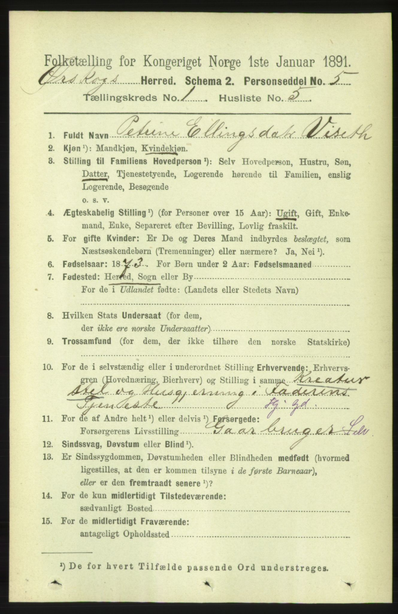 RA, 1891 census for 1527 Ørskog, 1891, p. 116