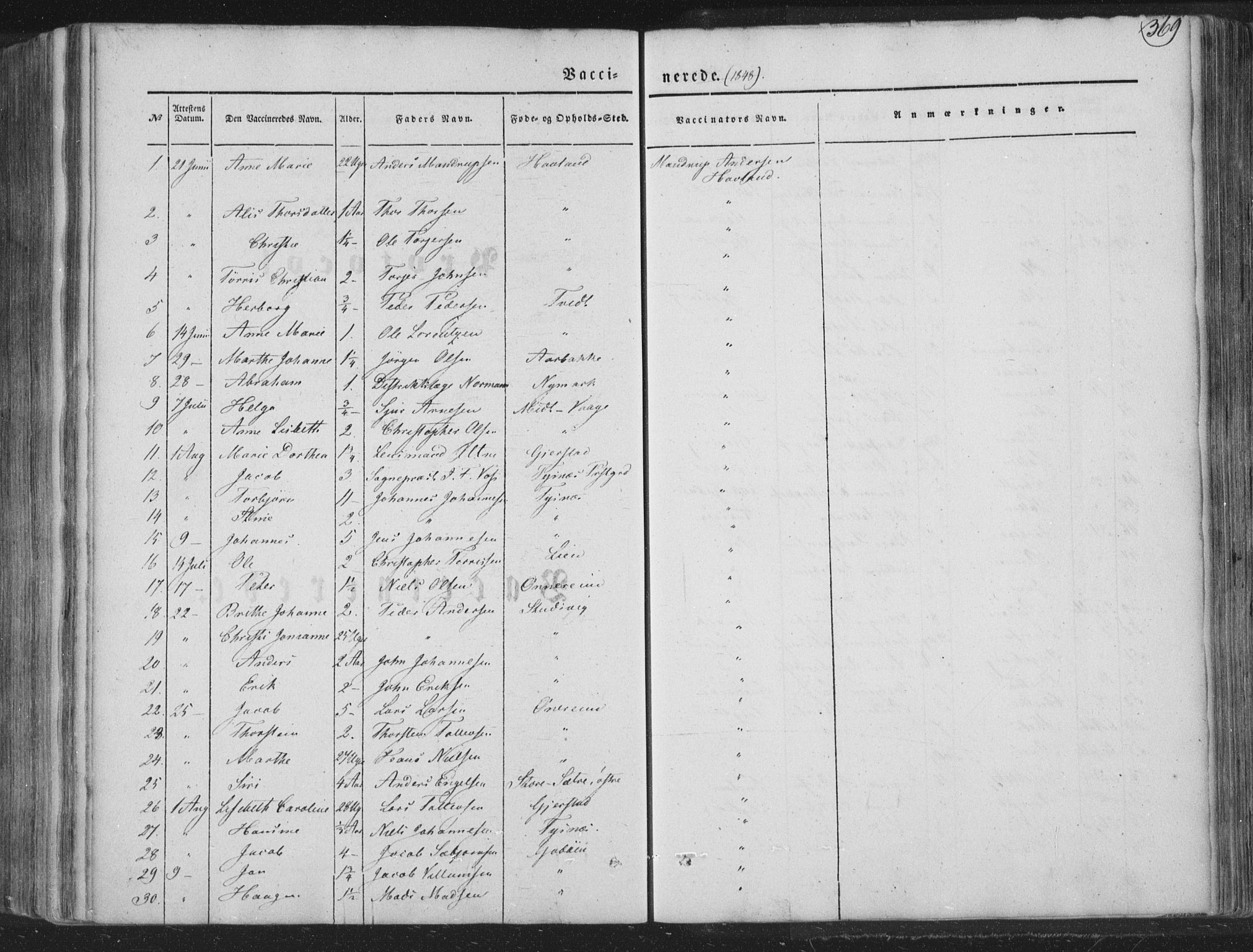 Tysnes sokneprestembete, AV/SAB-A-78601/H/Haa: Parish register (official) no. A 10, 1848-1859, p. 369