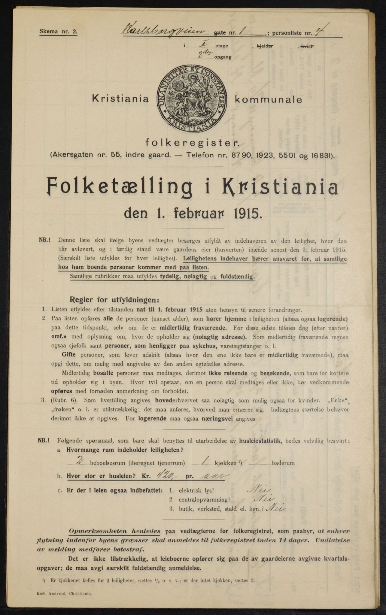 OBA, Municipal Census 1915 for Kristiania, 1915, p. 48439