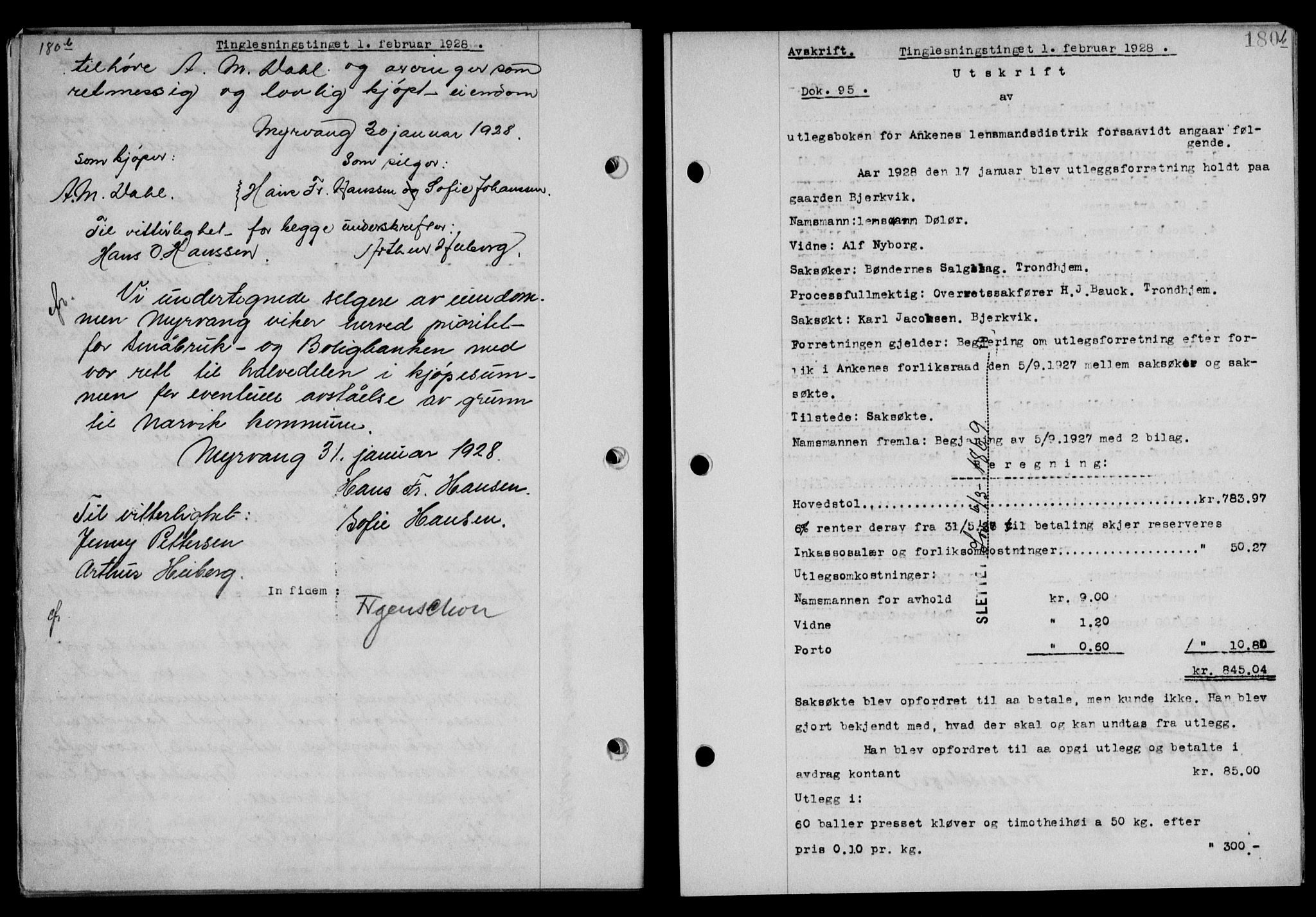 Steigen og Ofoten sorenskriveri, SAT/A-0030/1/2/2C/L0015/0002: Mortgage book no. 16 og 17-I, 1927-1928, Deed date: 01.02.1928