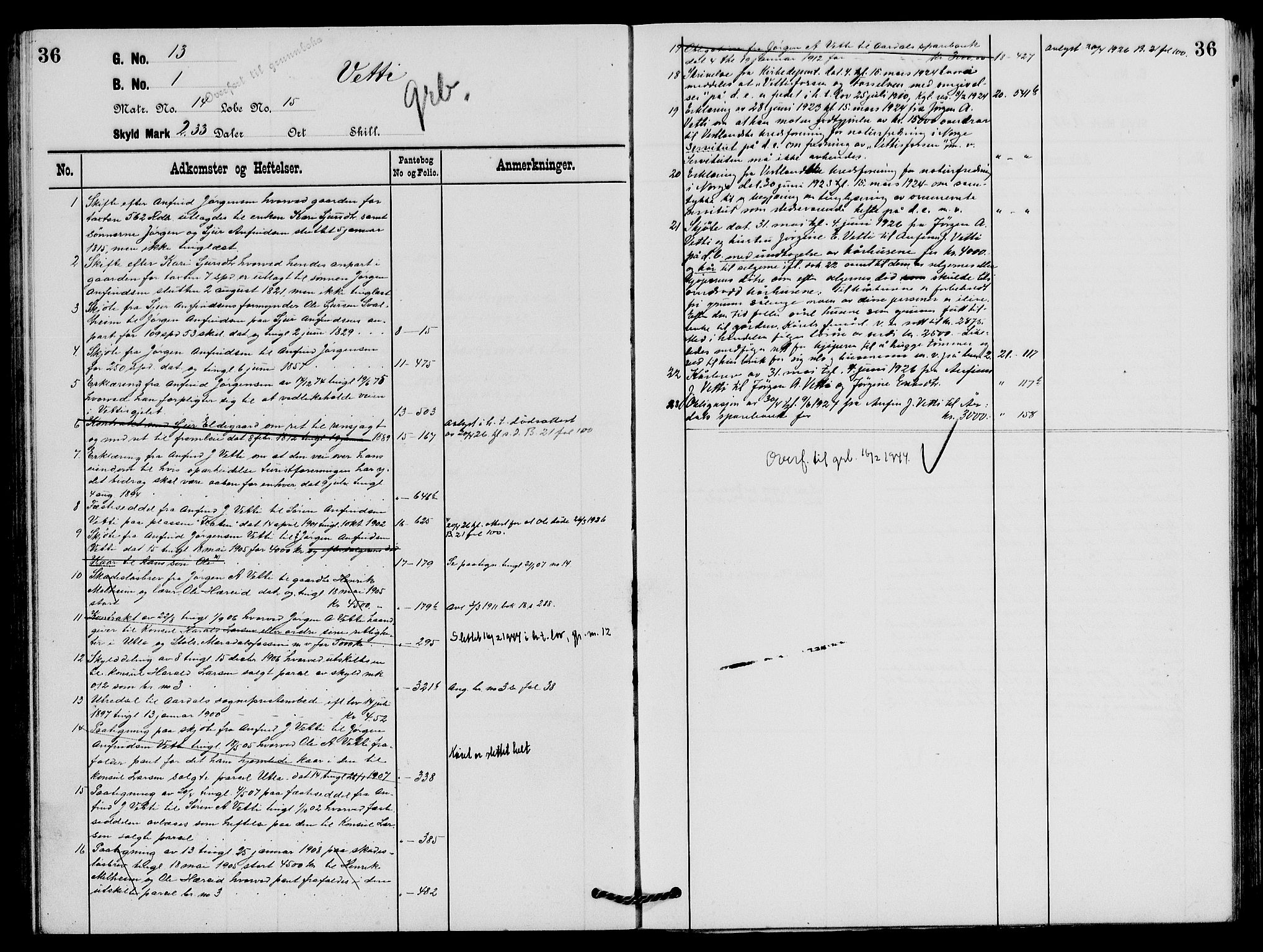 Indre Sogn tingrett, SAB/A-3301/1/G/Ga/Gaa/L0019: Mortgage register no. II.A.a.19, 1829-1944, p. 36