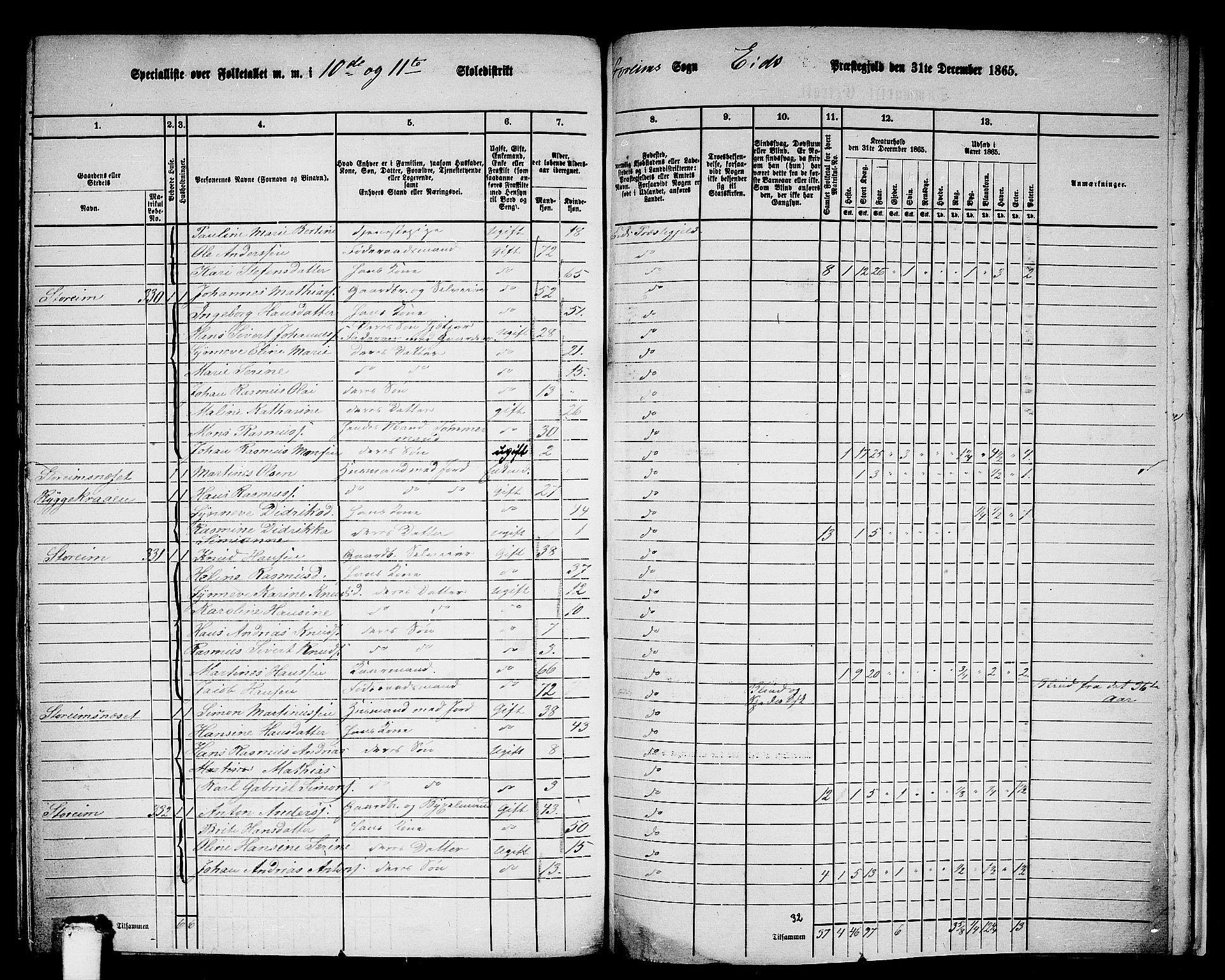 RA, 1865 census for Eid, 1865, p. 204