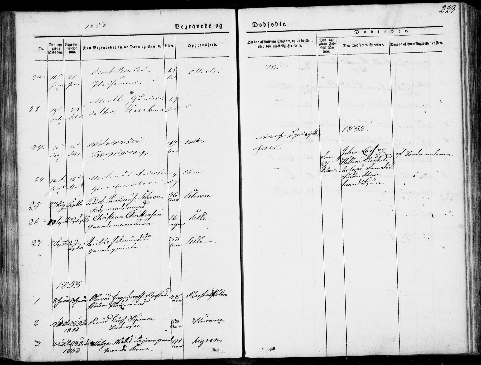 Ministerialprotokoller, klokkerbøker og fødselsregistre - Møre og Romsdal, AV/SAT-A-1454/536/L0497: Parish register (official) no. 536A06, 1845-1865, p. 223