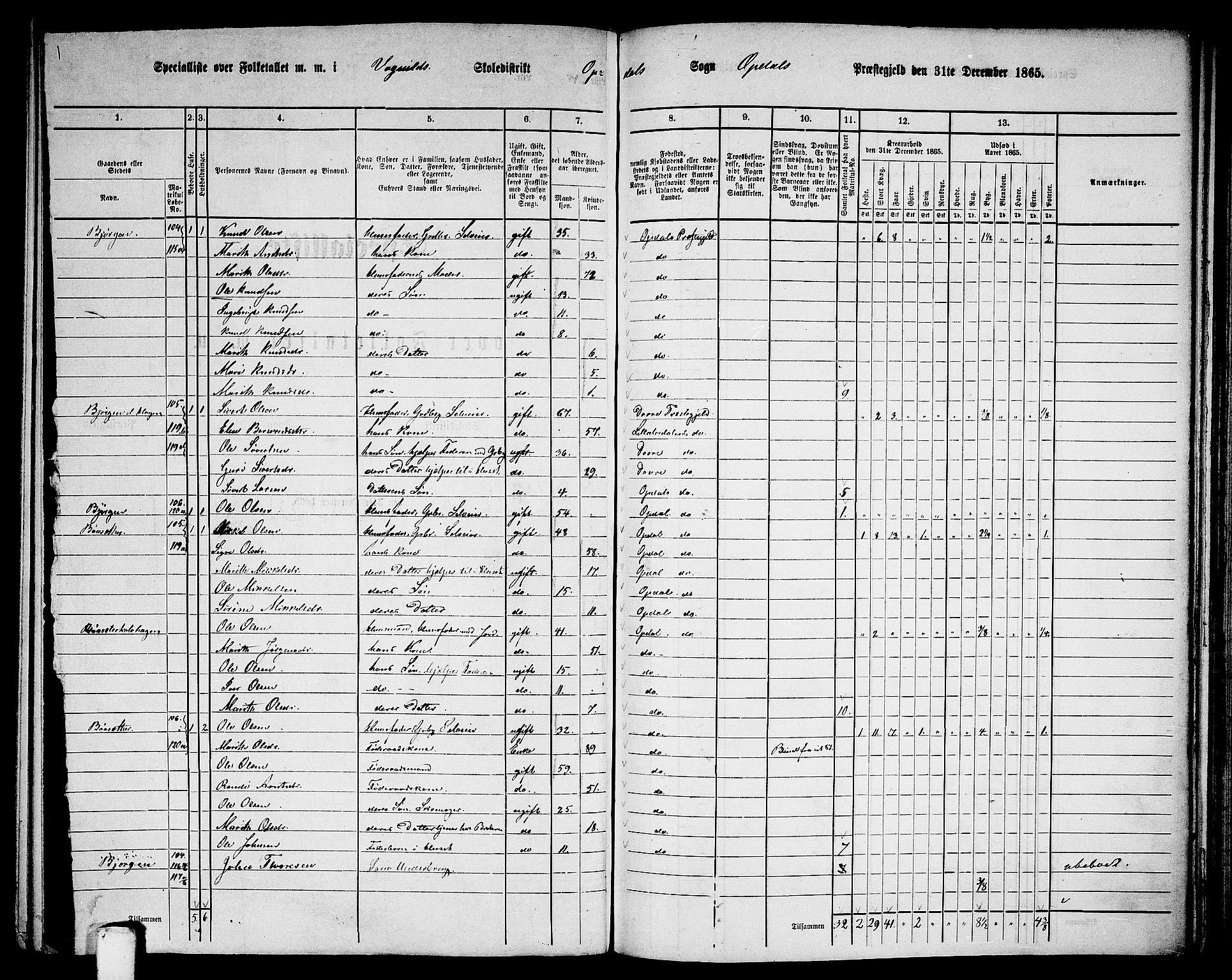 RA, 1865 census for Oppdal, 1865, p. 127