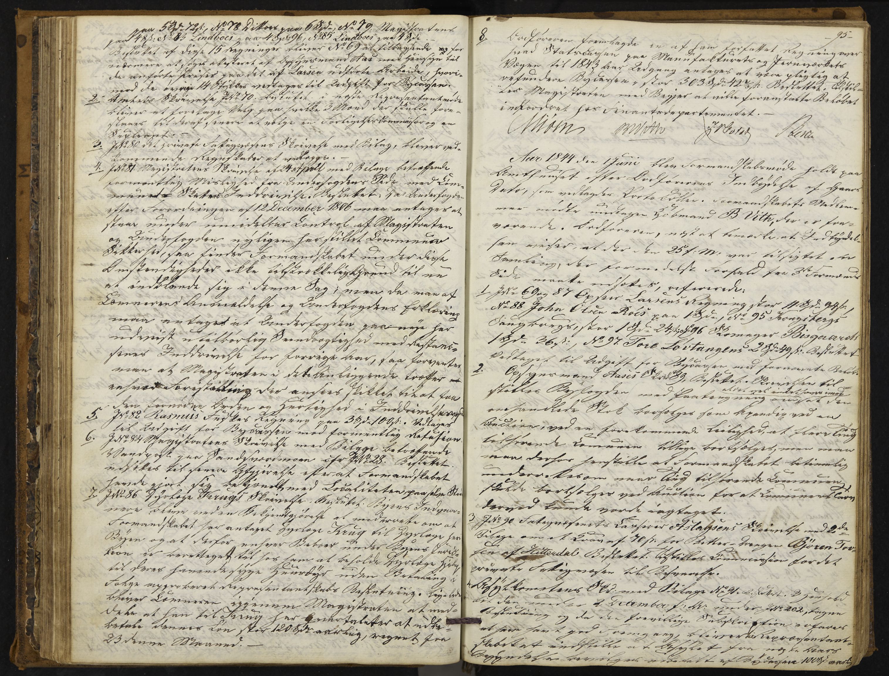 Kongsberg formannskap og sentraladministrasjon, IKAK/0604021-1/A/L0001: Møtebok med register, 1837-1849, p. 95