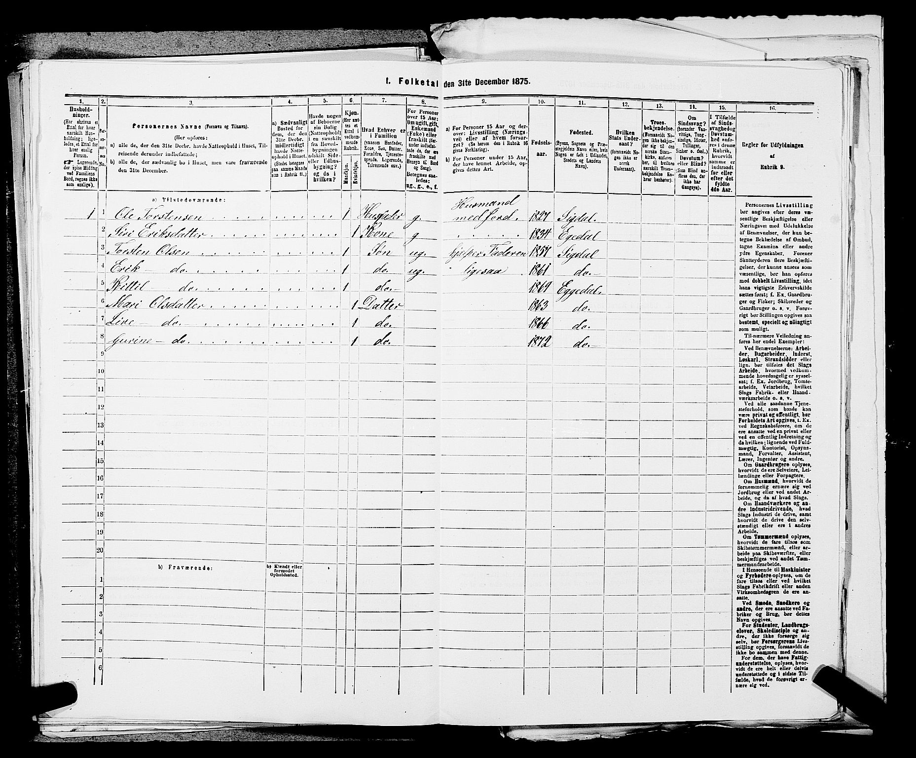 SAKO, 1875 census for 0621P Sigdal, 1875, p. 1995