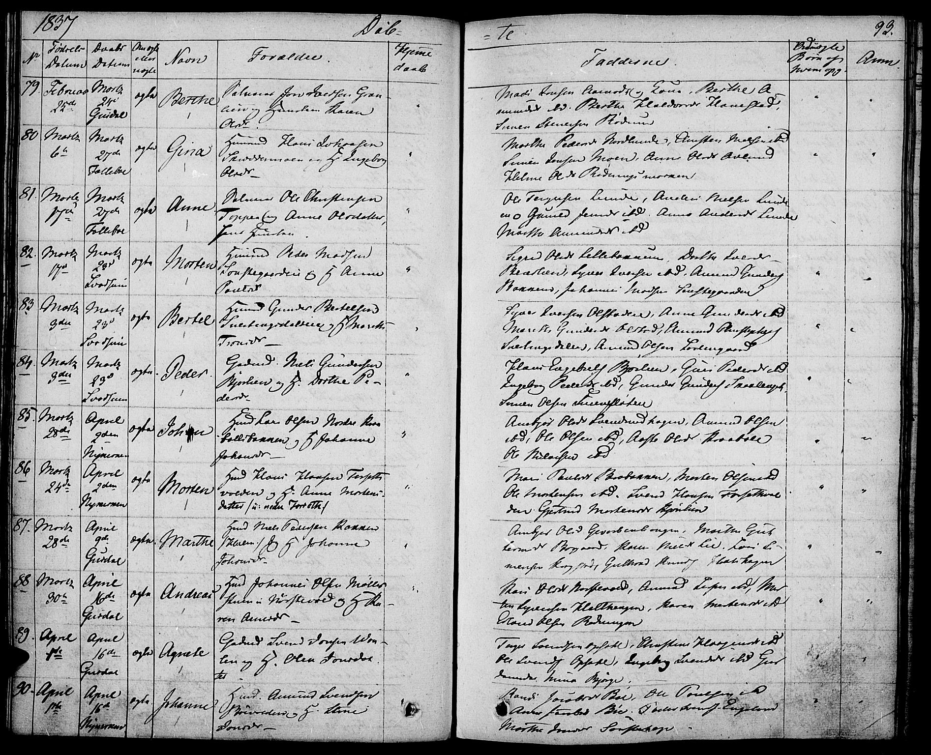 Gausdal prestekontor, AV/SAH-PREST-090/H/Ha/Haa/L0006: Parish register (official) no. 6, 1830-1839, p. 93