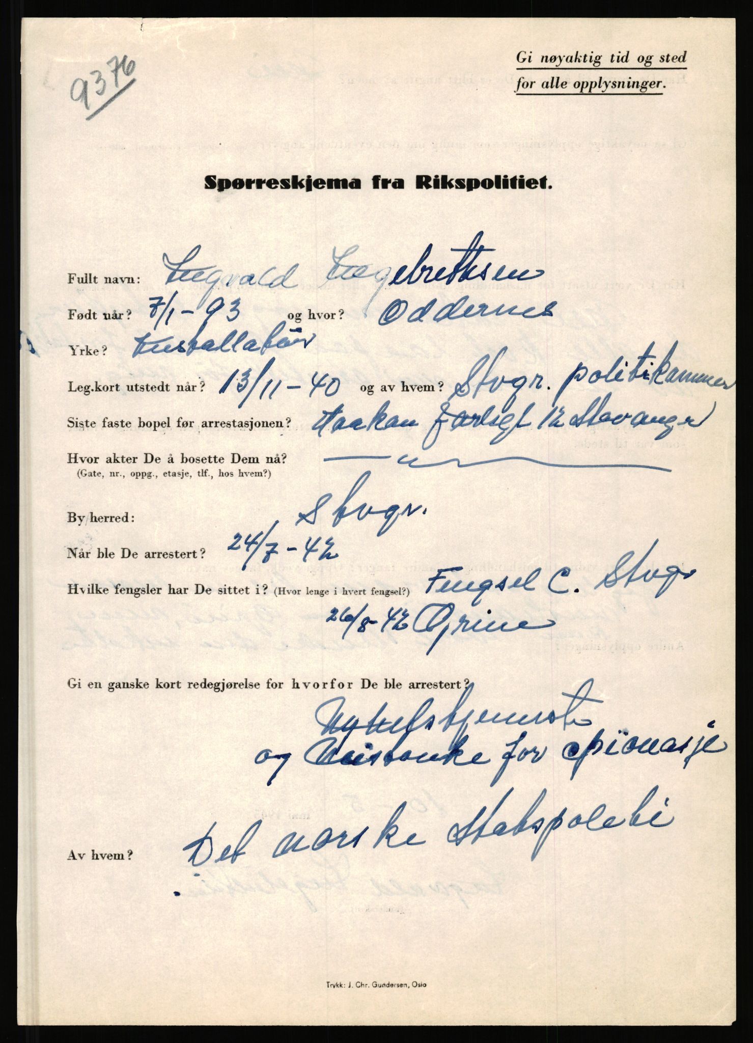 Rikspolitisjefen, AV/RA-S-1560/L/L0007: Heen, Erik C. - Iversen, Trygve, 1940-1945, p. 1125