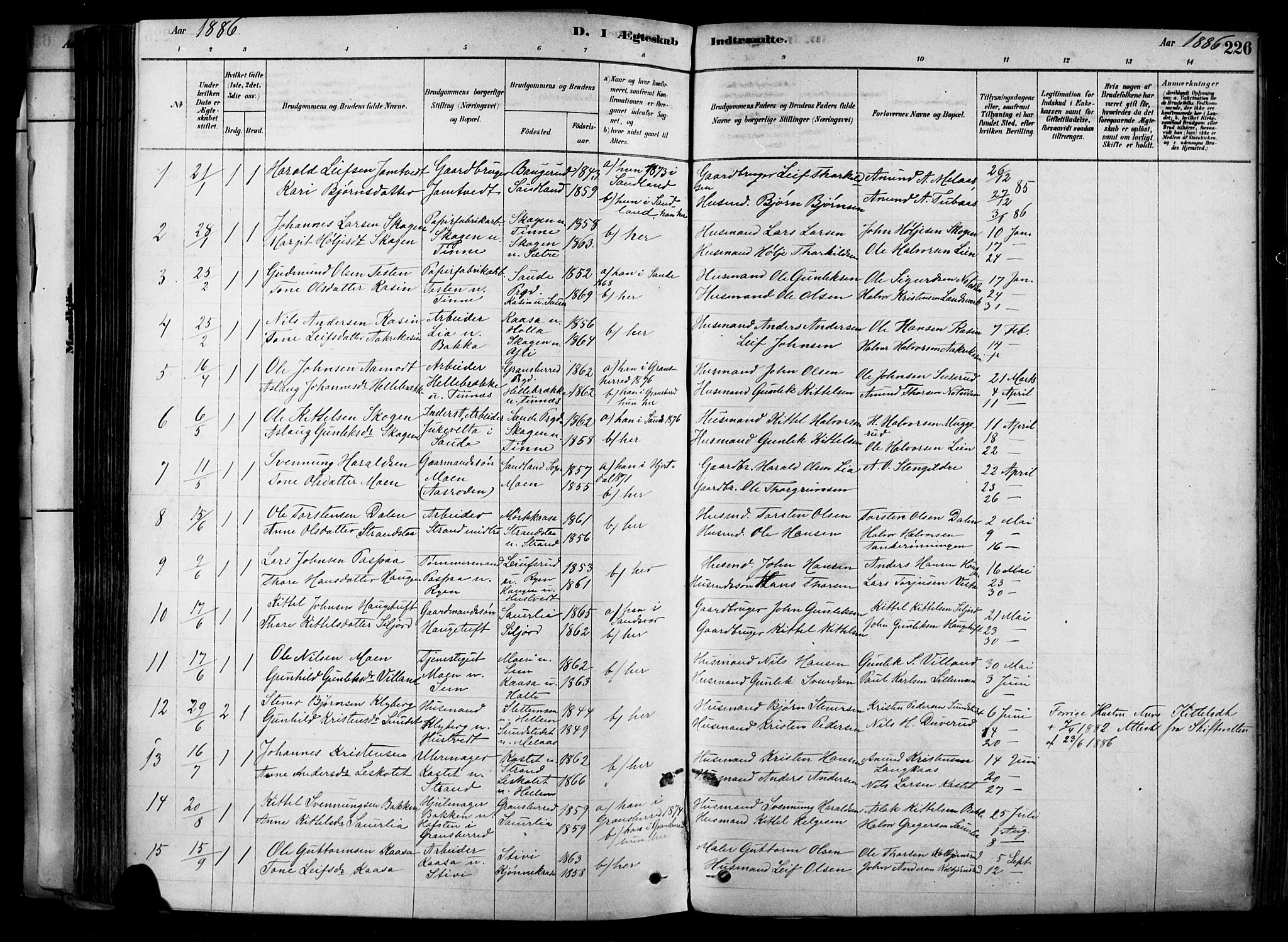 Heddal kirkebøker, SAKO/A-268/F/Fa/L0008: Parish register (official) no. I 8, 1878-1903, p. 226