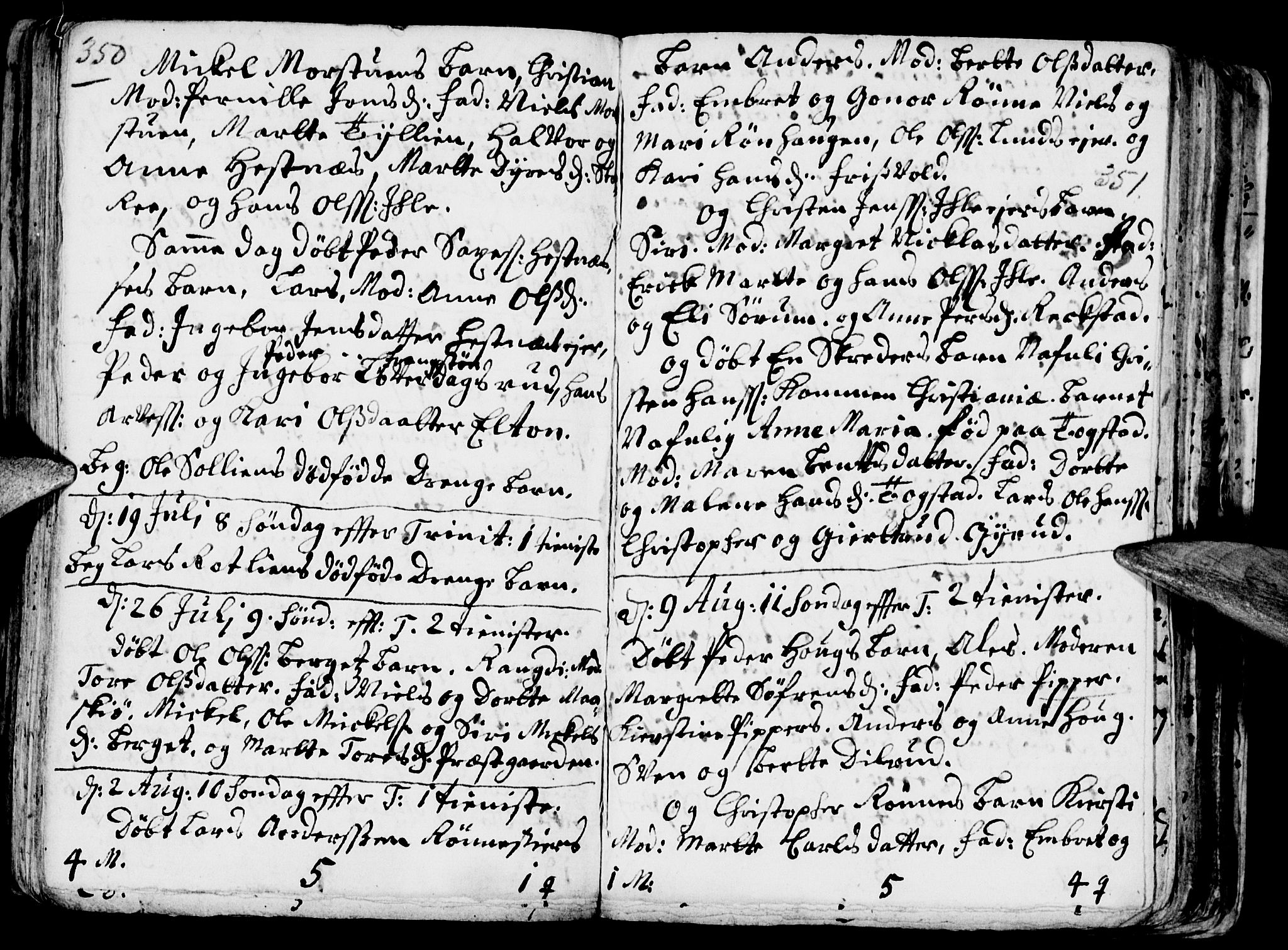 Stange prestekontor, AV/SAH-PREST-002/K/L0002: Parish register (official) no. 2, 1724-1740, p. 350-351