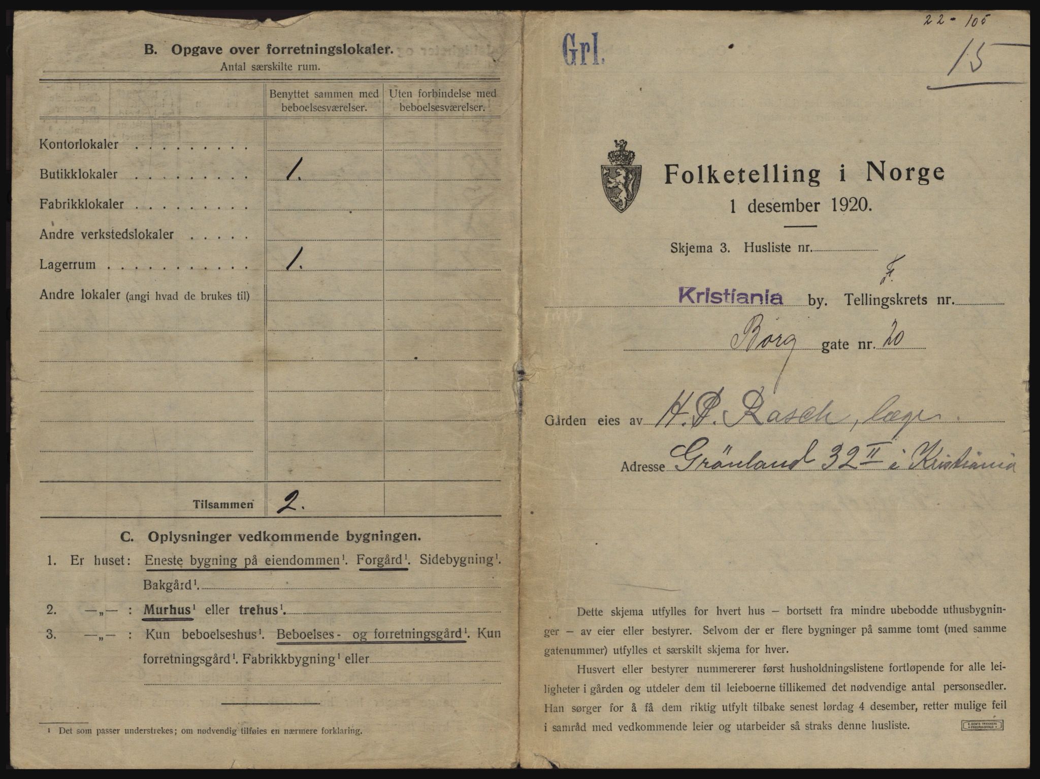 SAO, 1920 census for Kristiania, 1920, p. 8166