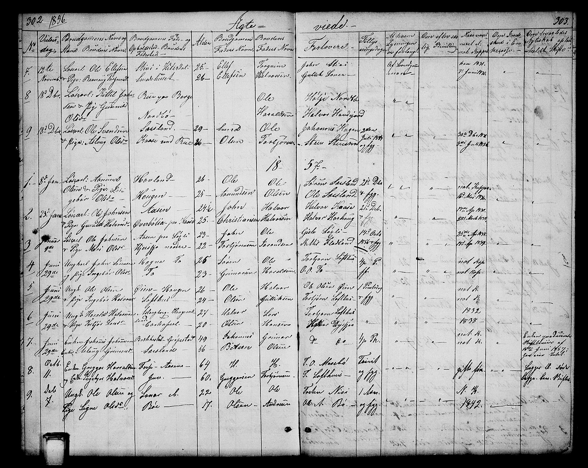 Hjartdal kirkebøker, SAKO/A-270/G/Ga/L0002: Parish register (copy) no. I 2, 1854-1888, p. 302-303