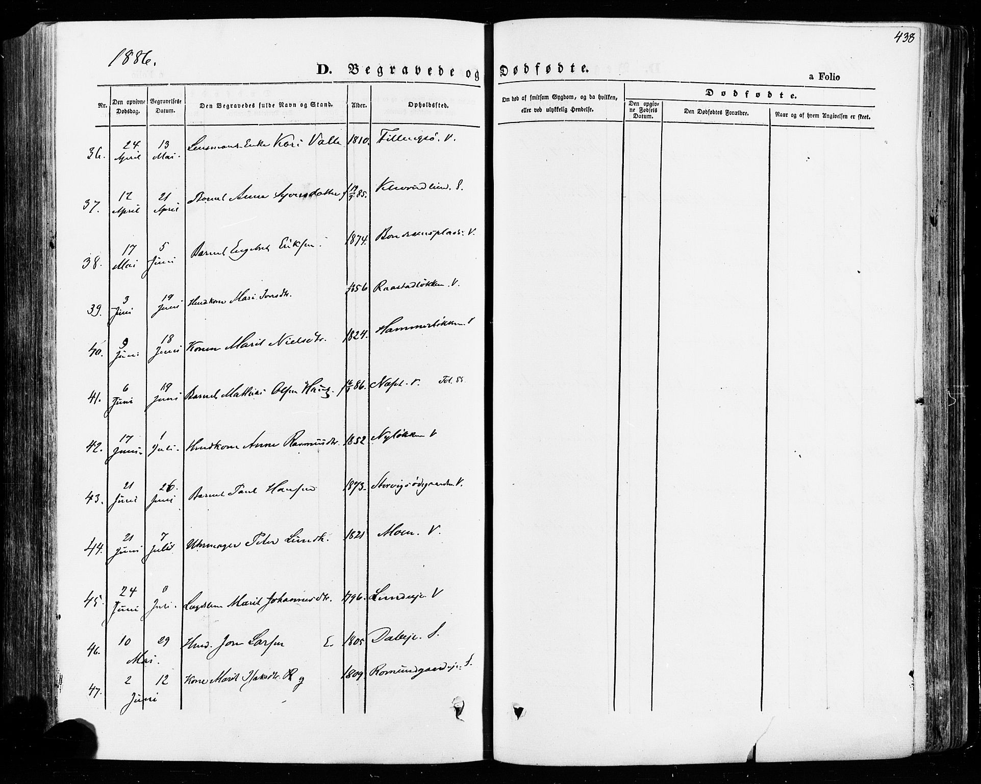 Vågå prestekontor, SAH/PREST-076/H/Ha/Haa/L0007: Parish register (official) no. 7 /1, 1872-1886, p. 438