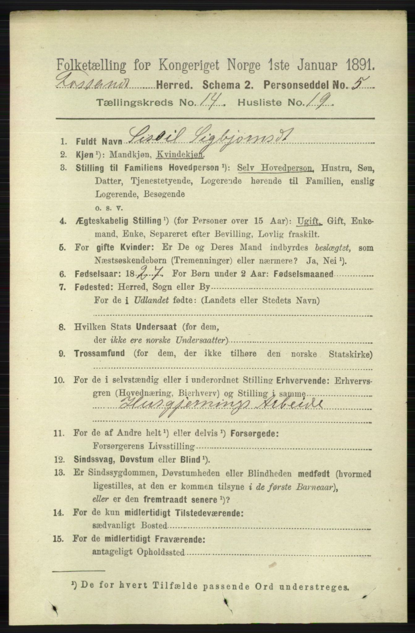 RA, 1891 census for 1129 Forsand, 1891, p. 2359