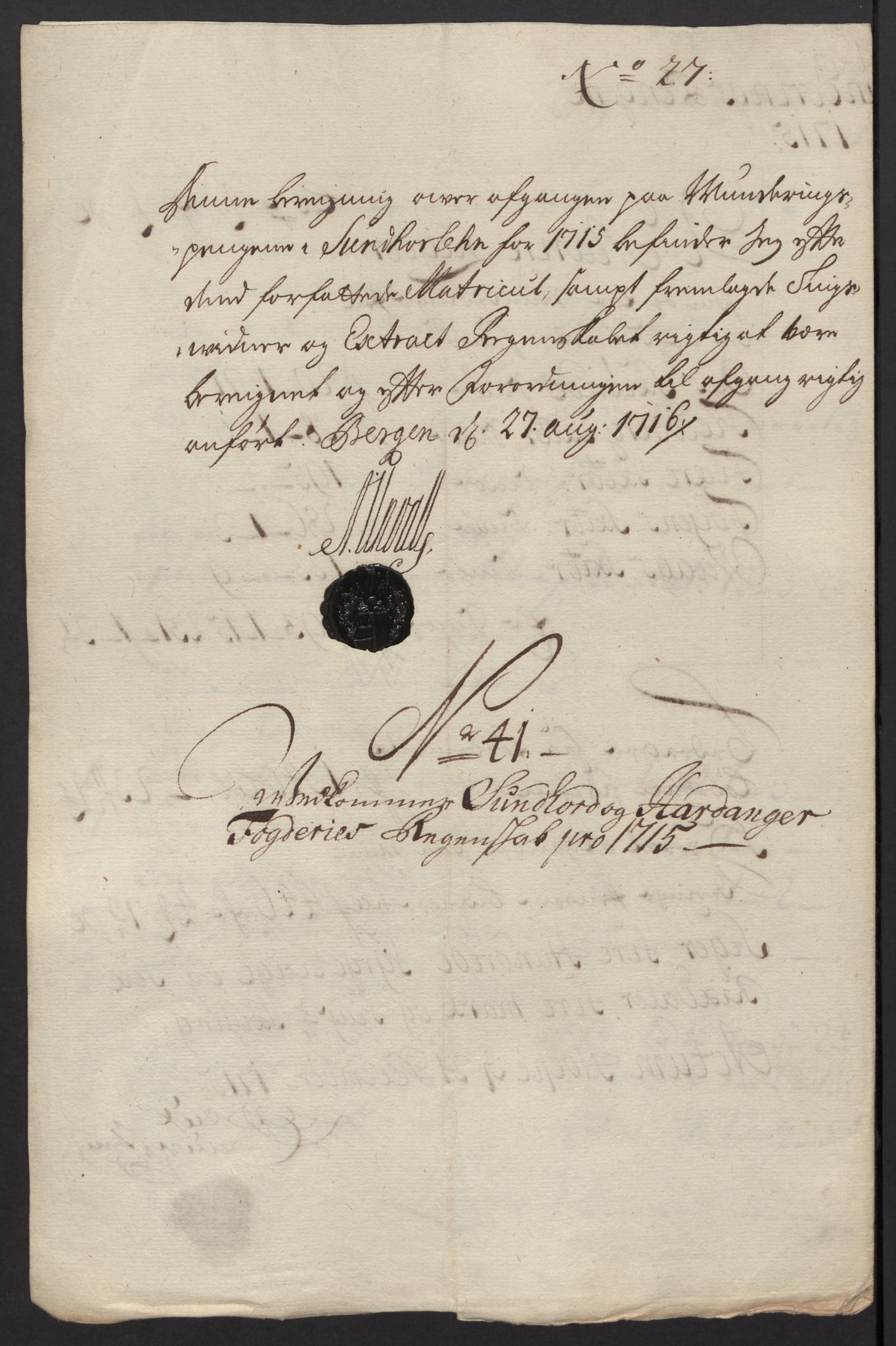 Rentekammeret inntil 1814, Reviderte regnskaper, Fogderegnskap, AV/RA-EA-4092/R48/L2991: Fogderegnskap Sunnhordland og Hardanger, 1715, p. 353