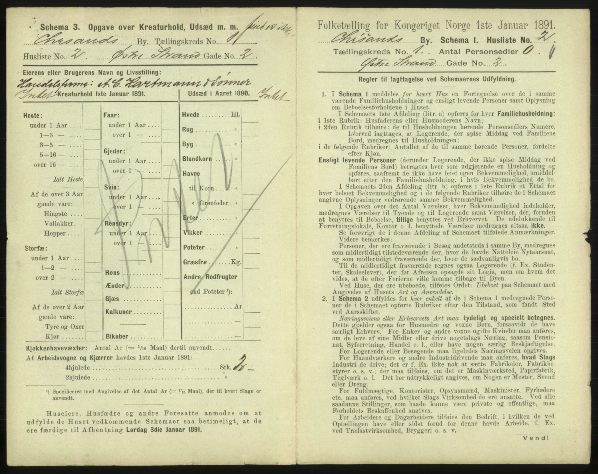 RA, 1891 census for 1001 Kristiansand, 1891, p. 120