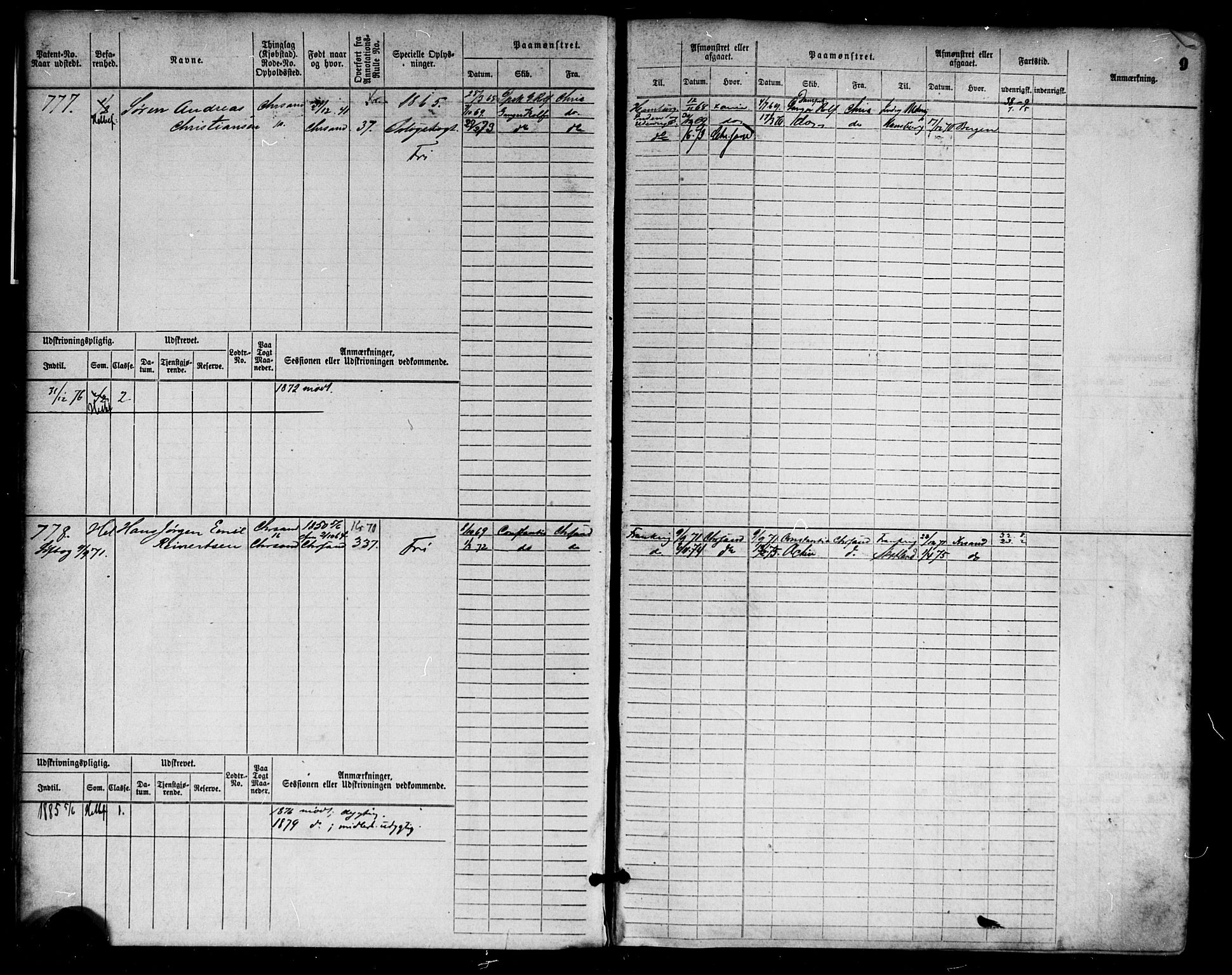Kristiansand mønstringskrets, AV/SAK-2031-0015/F/Fb/L0004: Hovedrulle nr 763-1521, I-11, 1868-1915, p. 10
