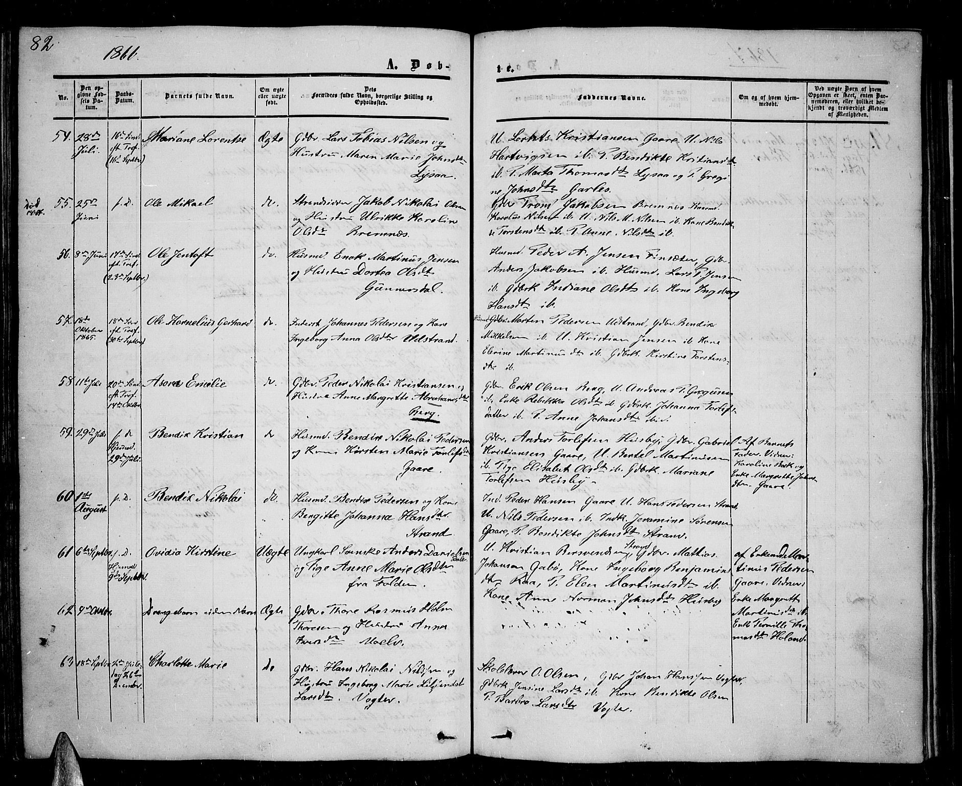 Kvæfjord sokneprestkontor, SATØ/S-1323/G/Ga/Gab/L0003klokker: Parish register (copy) no. 3, 1856-1870, p. 82