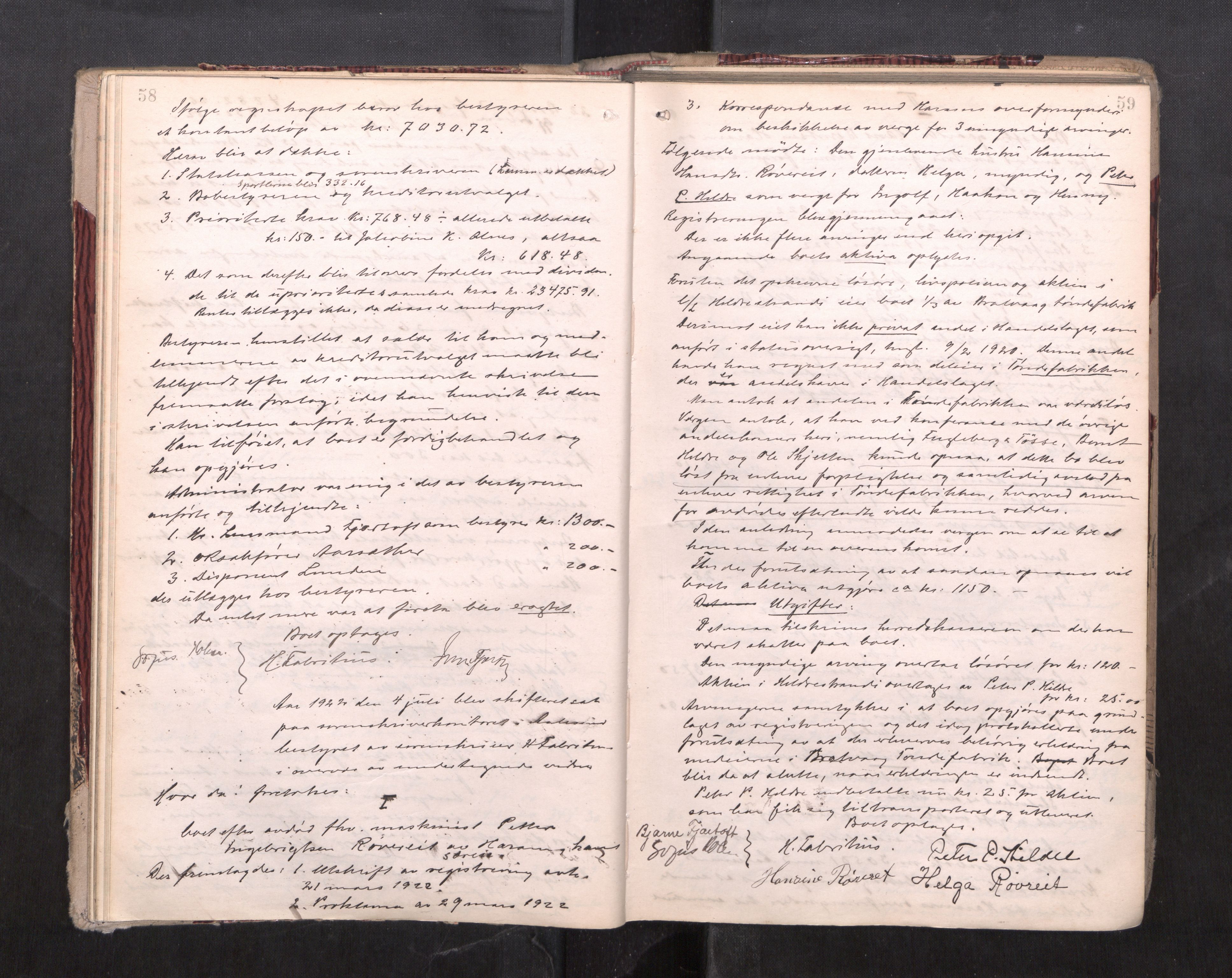 Nordre Sunnmøre sorenskriveri, AV/SAT-A-0006/1/3/3B/L0006: Skiftebehandlingsprotokoll 6, 1922-1926, p. 58-59
