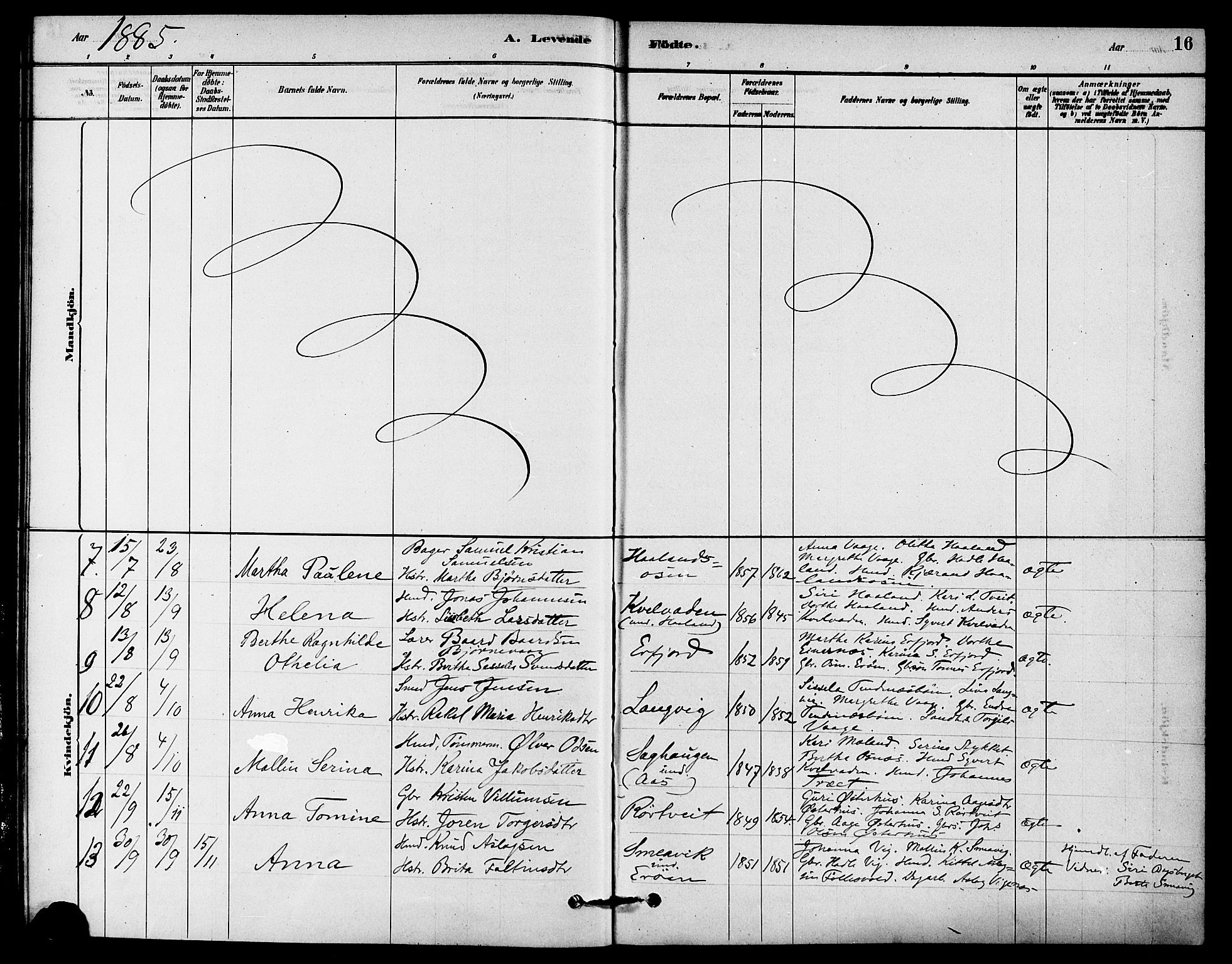 Jelsa sokneprestkontor, AV/SAST-A-101842/01/IV: Parish register (official) no. A 9, 1878-1898, p. 16