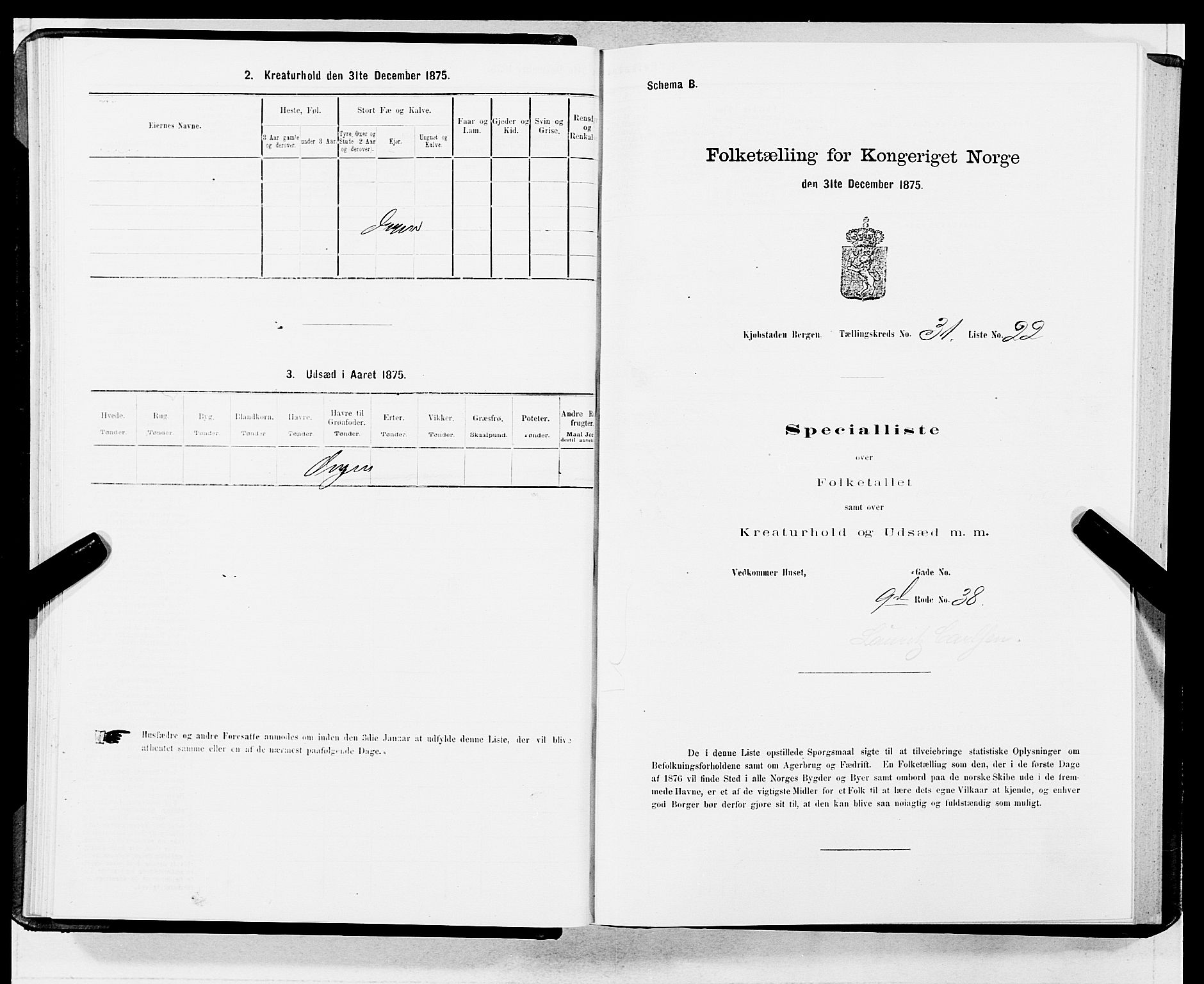 SAB, 1875 census for 1301 Bergen, 1875, p. 1613