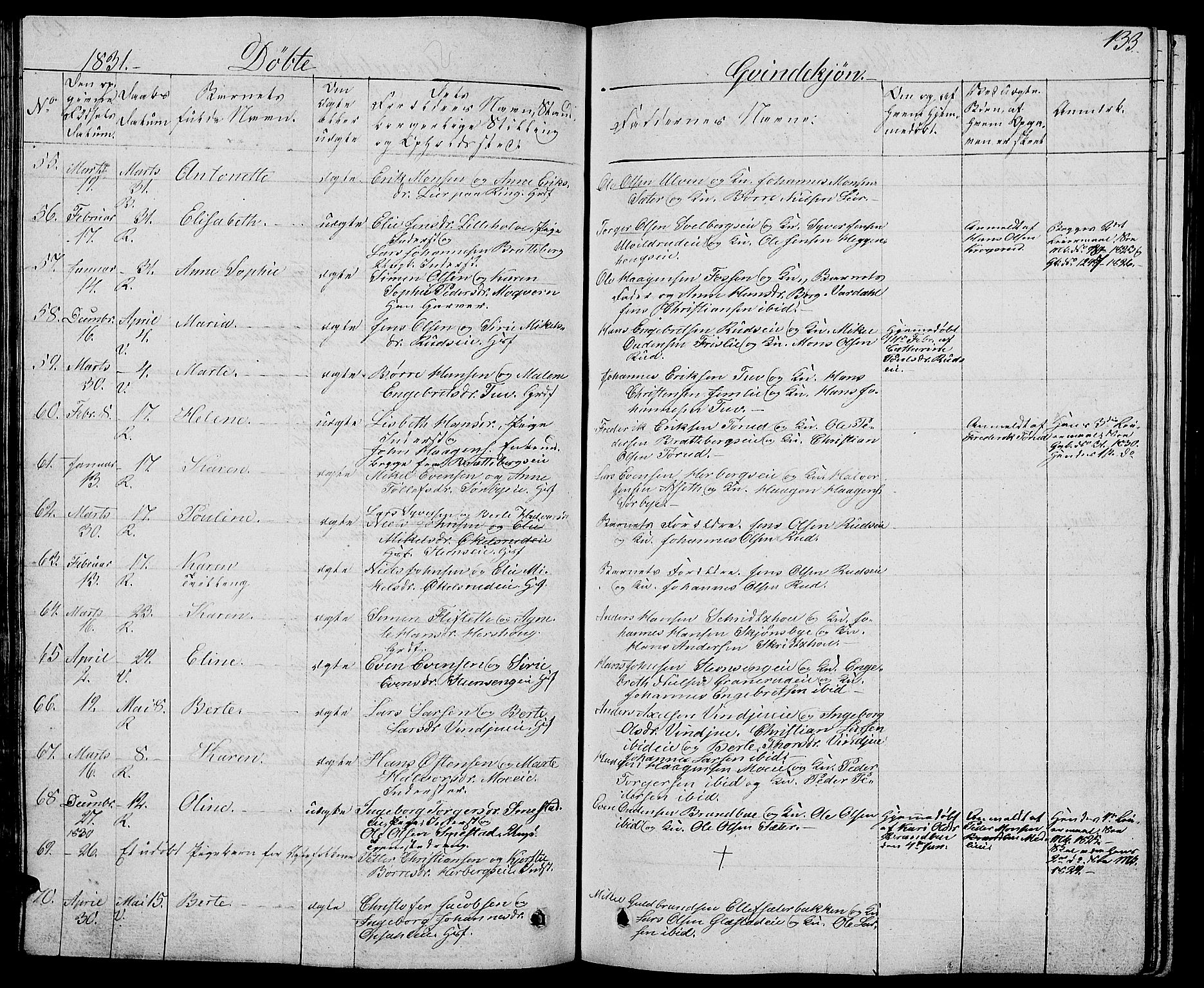 Ringsaker prestekontor, AV/SAH-PREST-014/L/La/L0004: Parish register (copy) no. 4, 1827-1838, p. 133