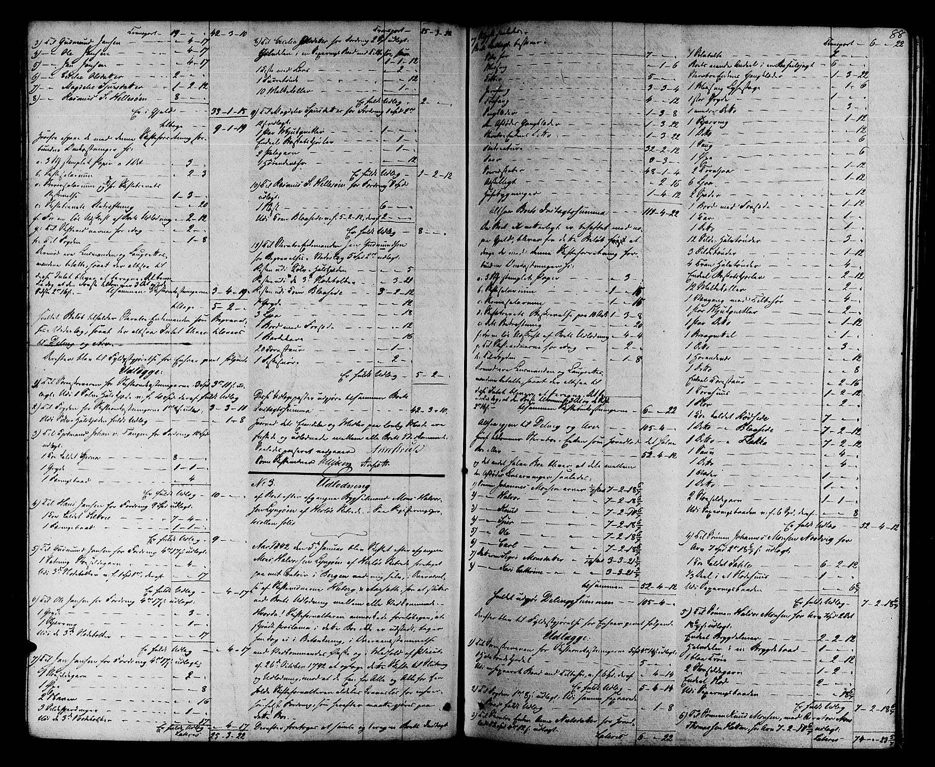 Nordhordland sorenskrivar, AV/SAB-A-2901/1/H/Hd/Hda/L0001a: Skifteutlodningsprotokollar, 1841-1845, p. 87b-88a