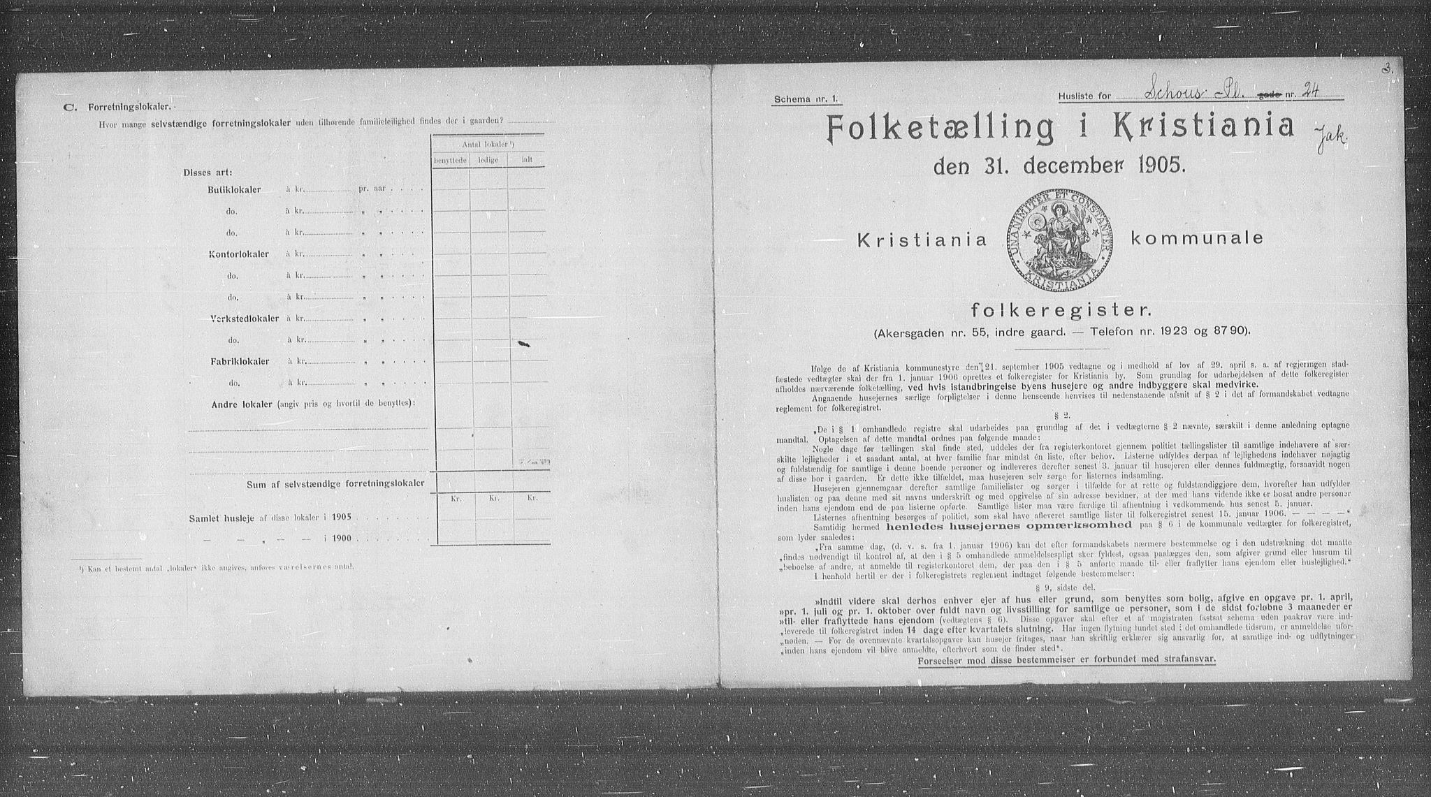 OBA, Municipal Census 1905 for Kristiania, 1905, p. 47036