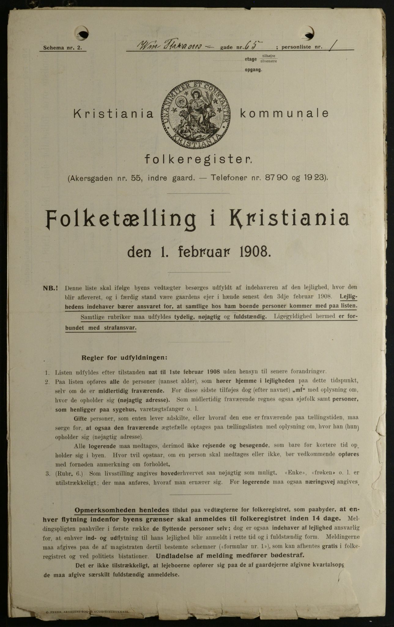 OBA, Municipal Census 1908 for Kristiania, 1908, p. 114264