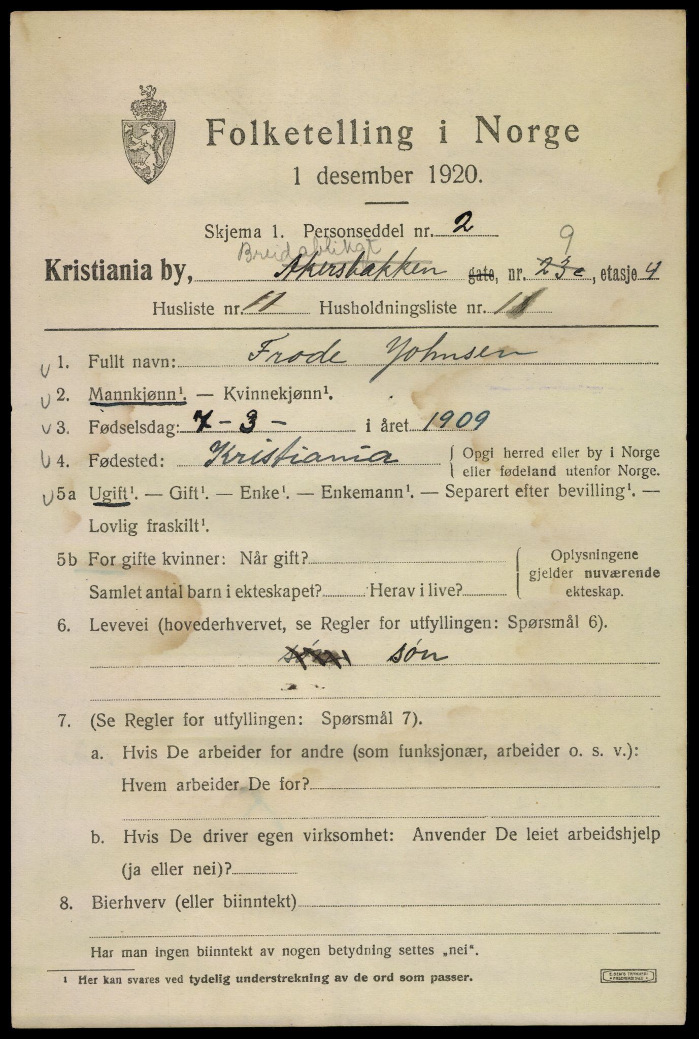 SAO, 1920 census for Kristiania, 1920, p. 171757