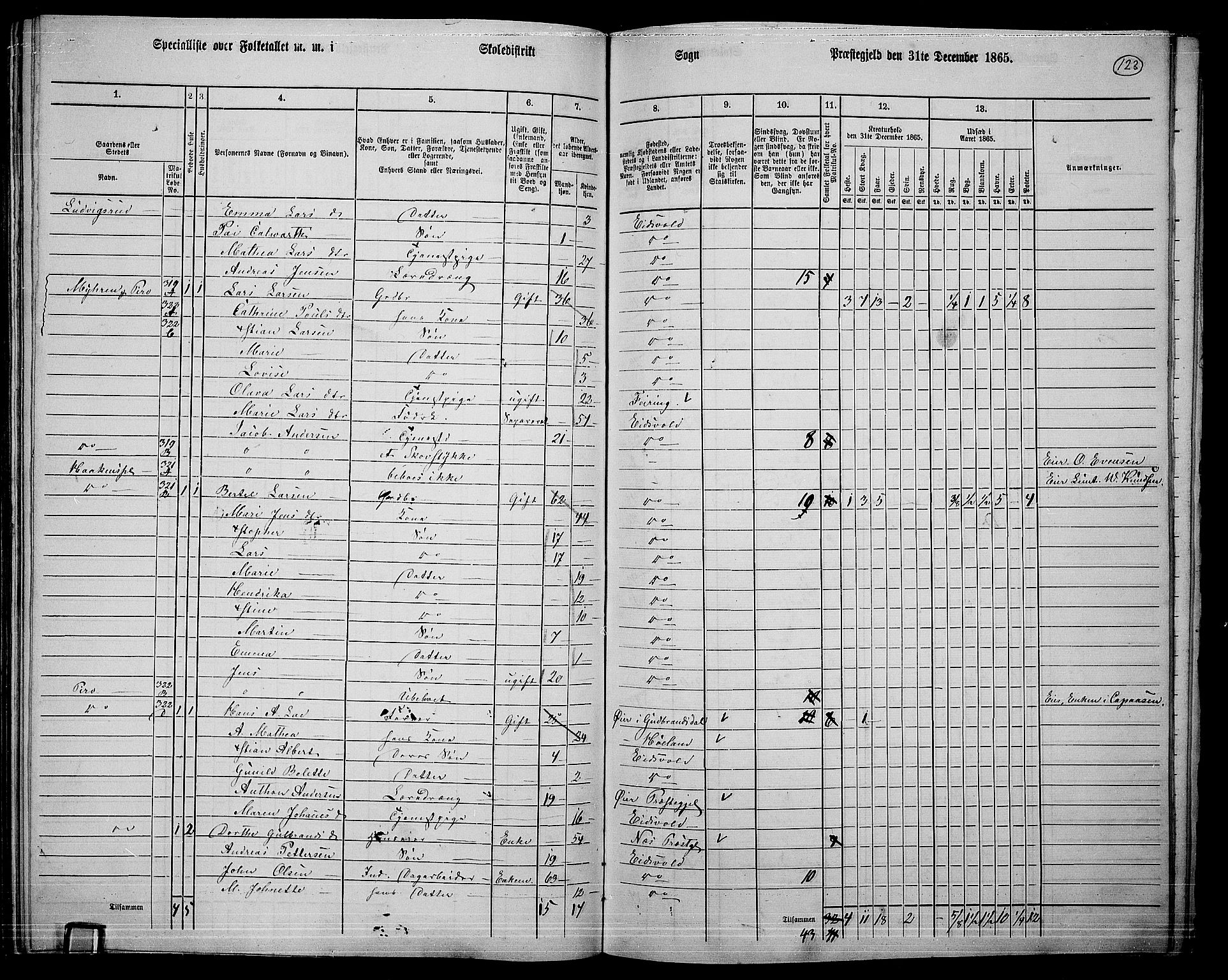 RA, 1865 census for Eidsvoll, 1865, p. 106