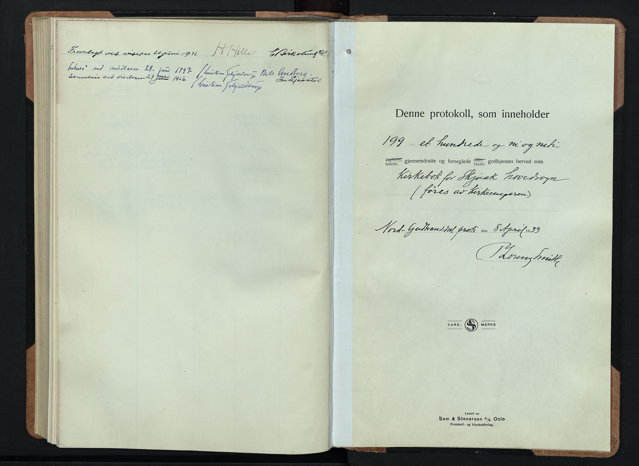 Skjåk prestekontor, SAH/PREST-072/H/Ha/Hab/L0006: Parish register (copy) no. 6, 1933-1954