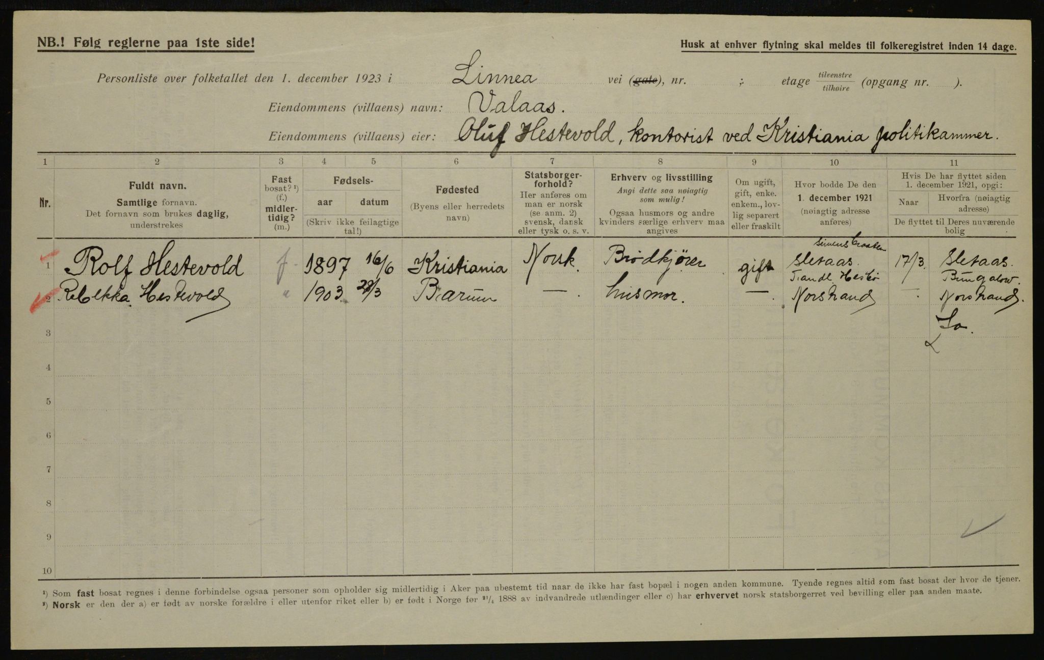 , Municipal Census 1923 for Aker, 1923, p. 40754