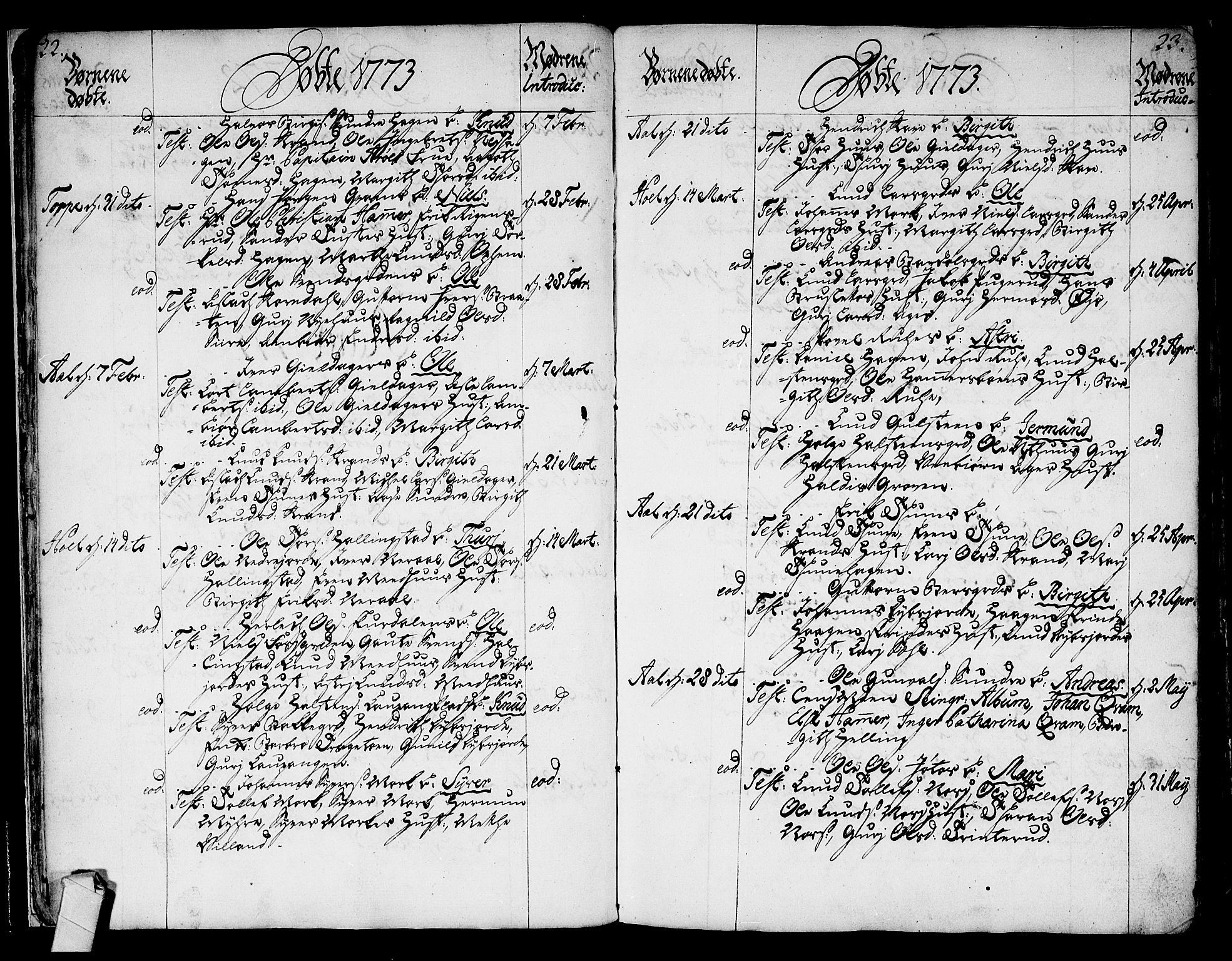 Ål kirkebøker, SAKO/A-249/F/Fa/L0002: Parish register (official) no. I 2, 1771-1806, p. 22-23