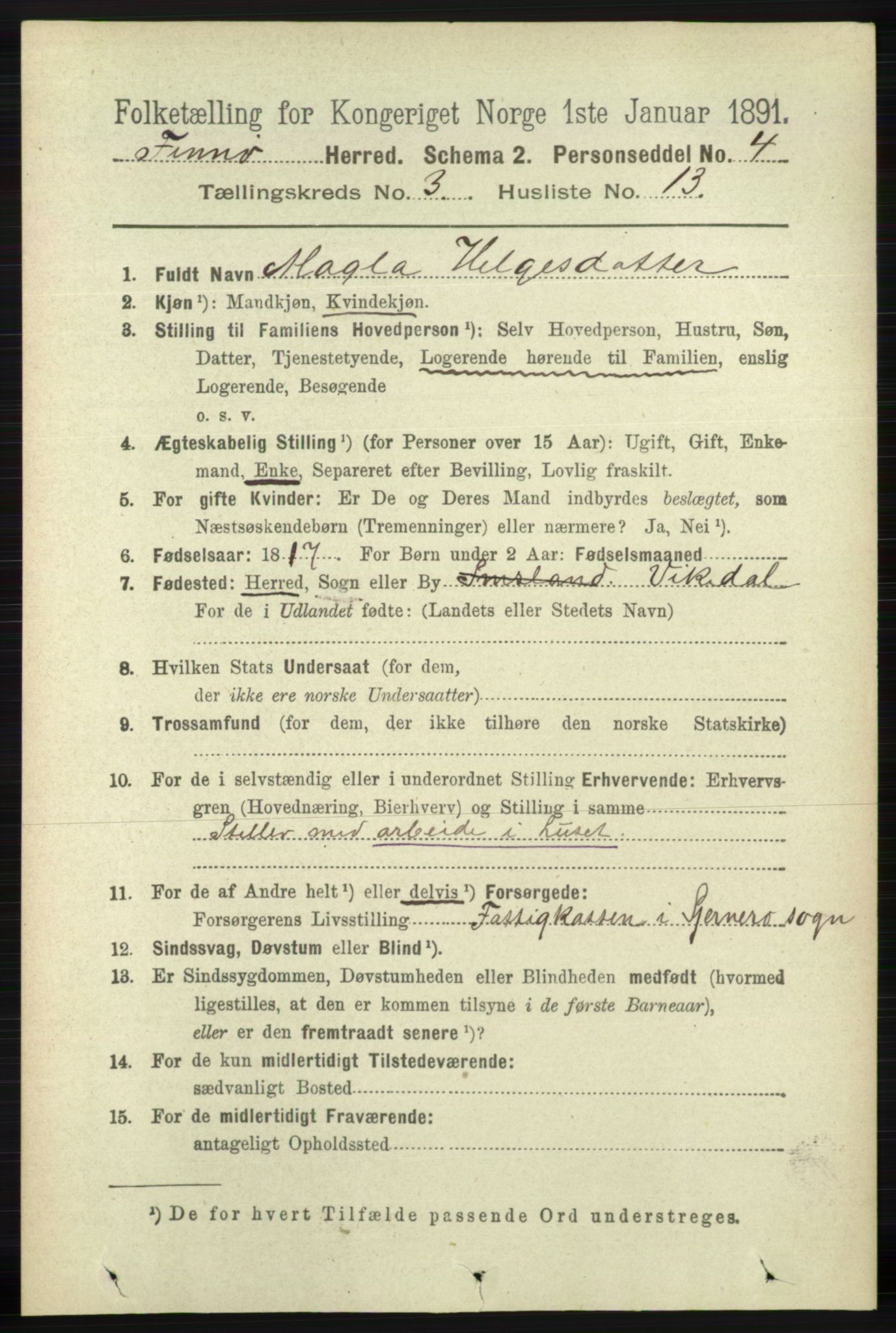 RA, 1891 census for 1141 Finnøy, 1891, p. 548