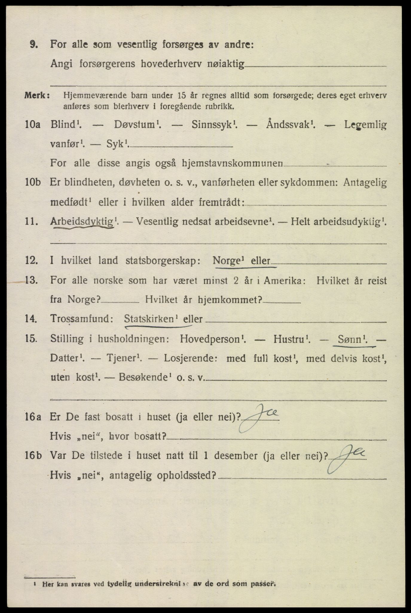 SAK, 1920 census for Dypvåg, 1920, p. 2308